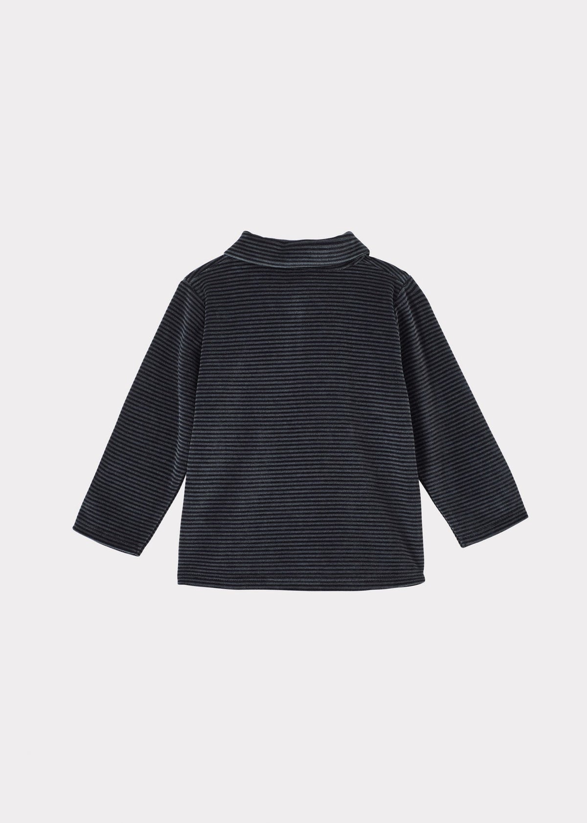 TOBIAS ベビー ベロア長袖トップス – ブルー&ブラックストライプ