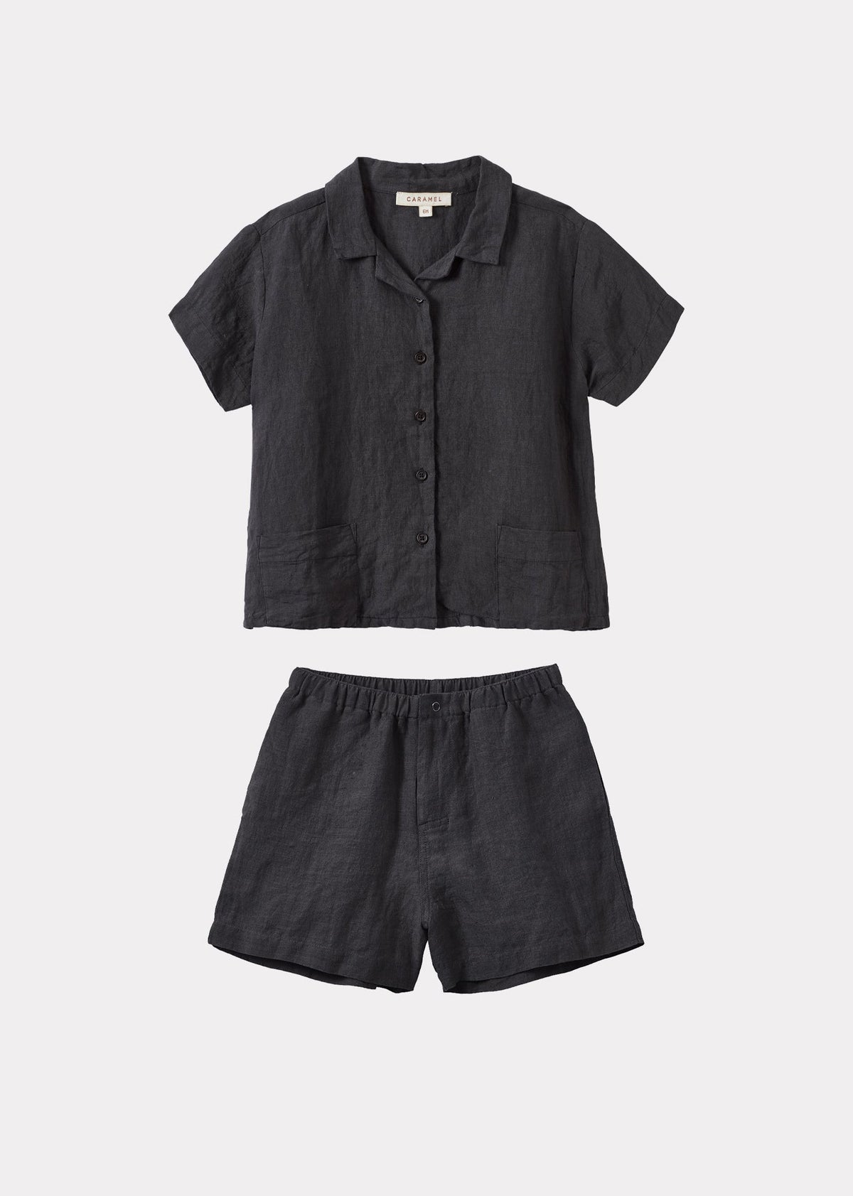 BAMBOO キッズ シャツ&ショートパンツセット – チャコール