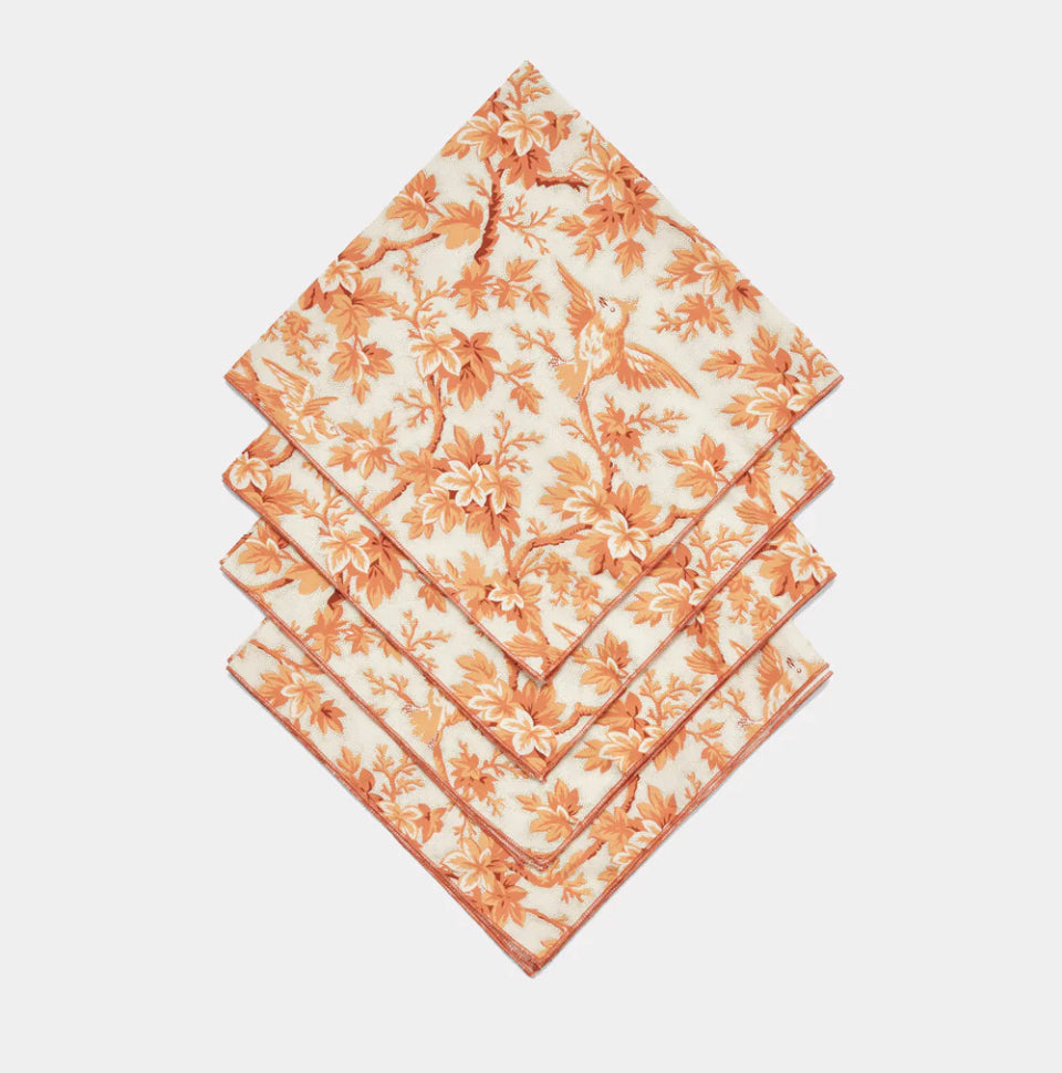 織り ナプキン セット (X4) 45*45CM - オレンジ・ツリートッププリント