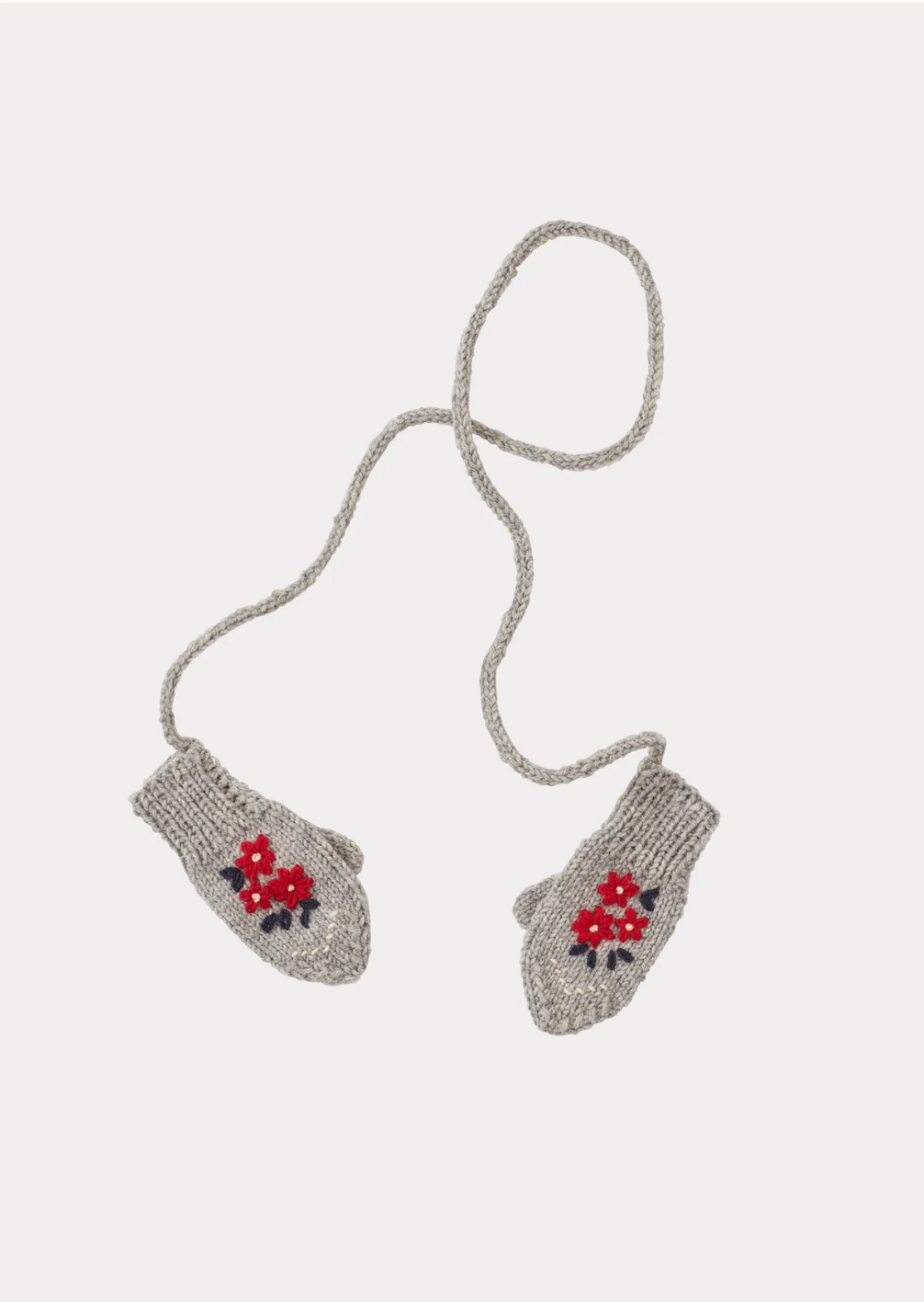 APO 刺繍入り ミトン - GREY/RED マルチ