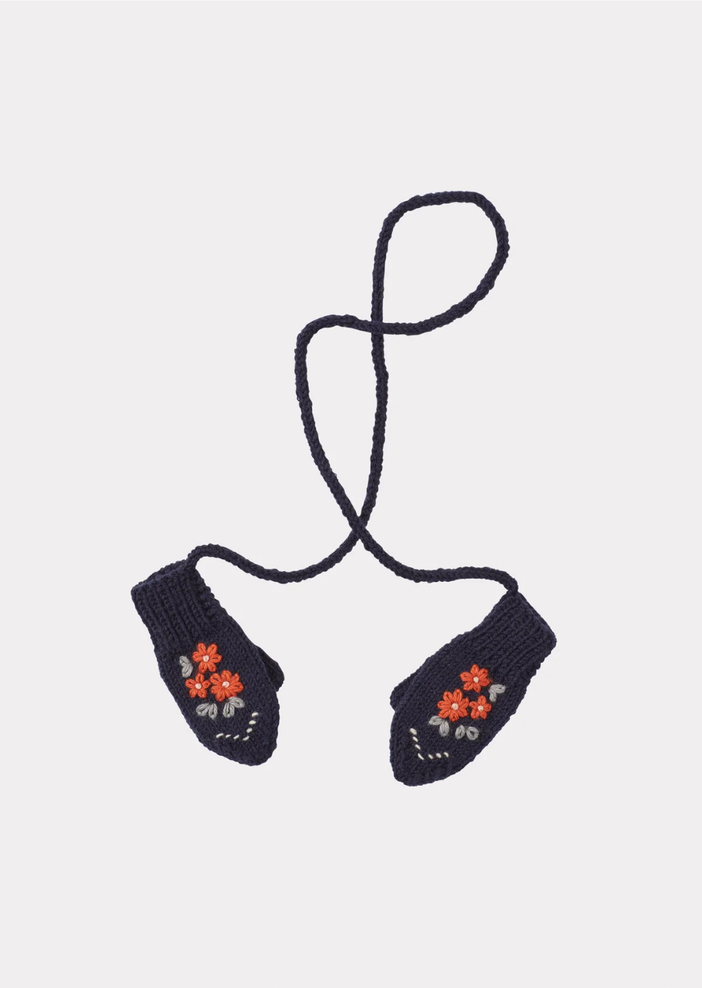 APO 刺繍入り ミトン - ネイビー/ORANGE