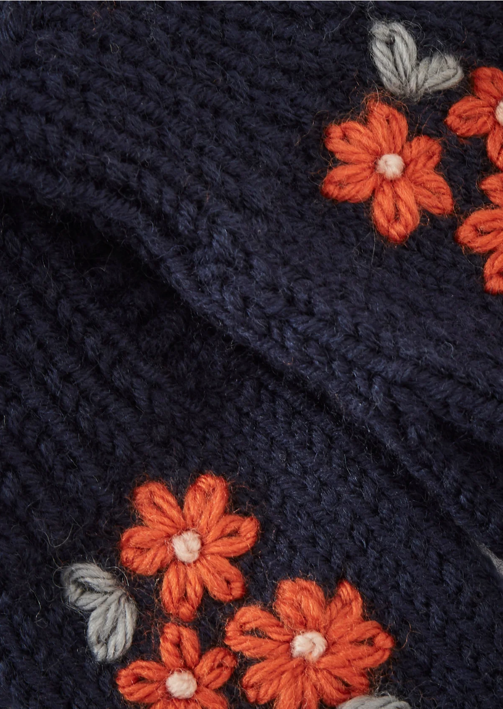 APO 刺繍入り ミトン - ネイビー/ORANGE