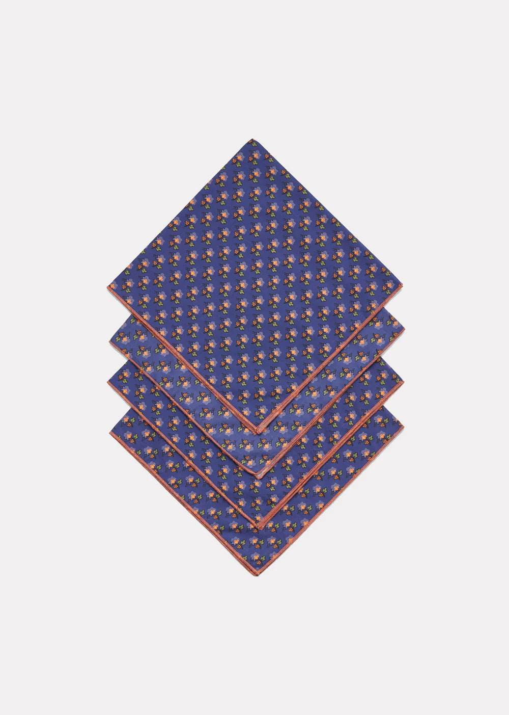 織り ナプキン セット (X4) 45*45CM - ネイビー・ポージープリント