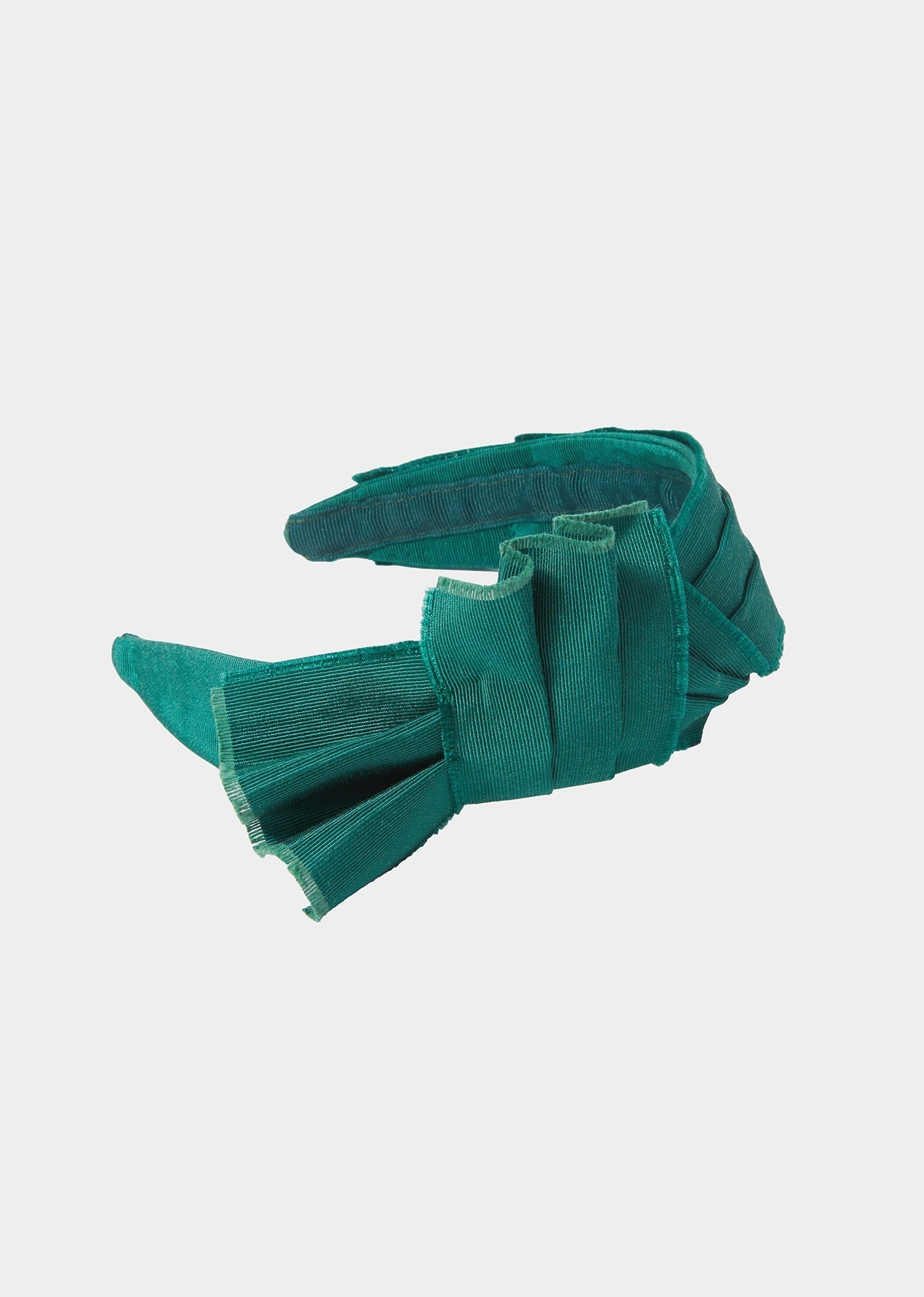 JEANIFFER OULETTE SIDE FRAYED TURBAN HEADBAND - HUNTER