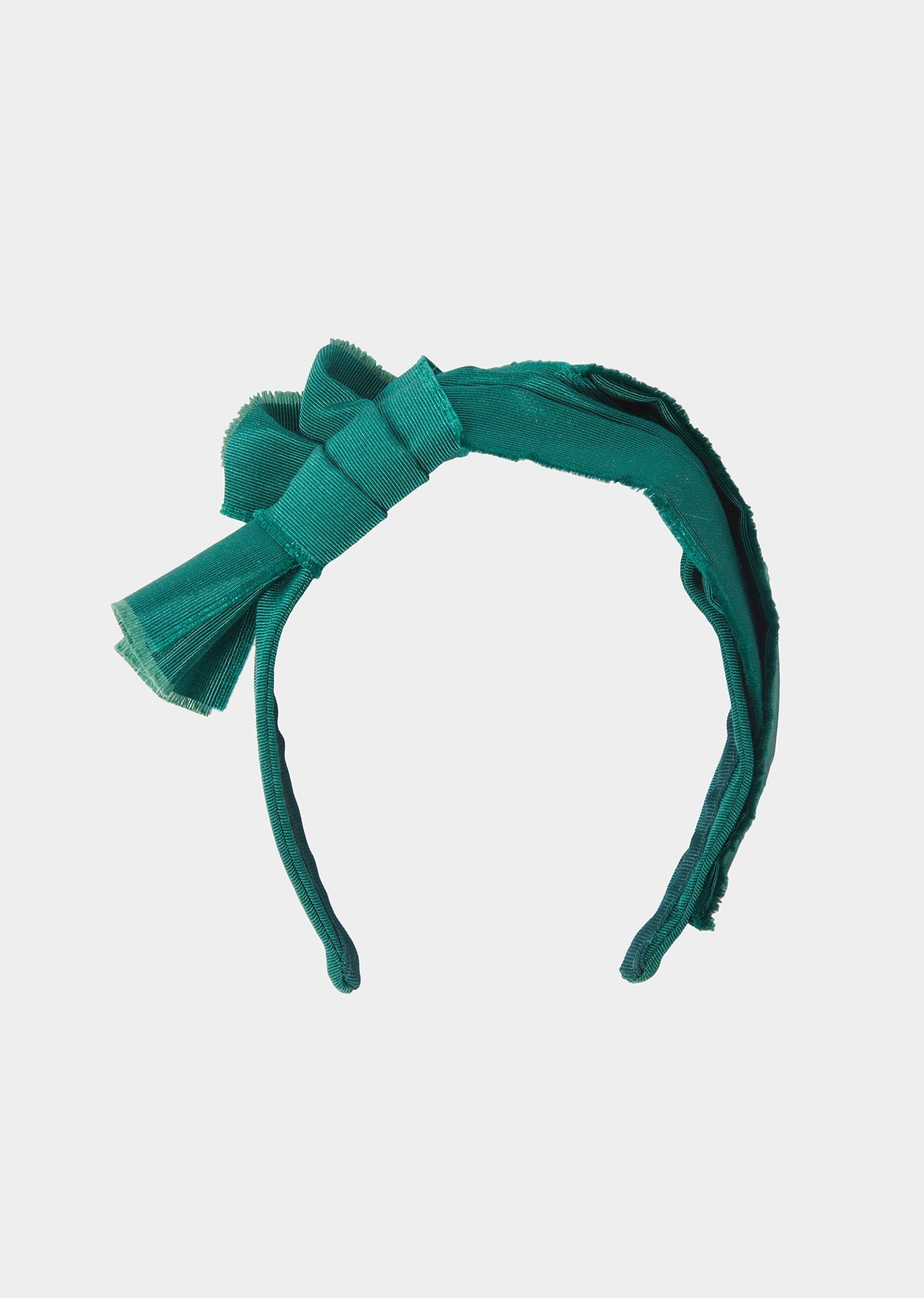 JEANIFFER OULETTE SIDE FRAYED TURBAN HEADBAND - HUNTER