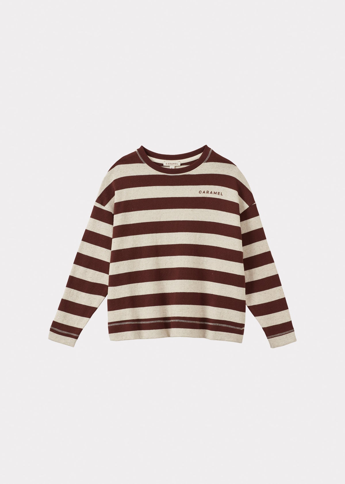 TODEA CHILDREN'S COTTON T-SHIRT - ECRU TAN STRIPE