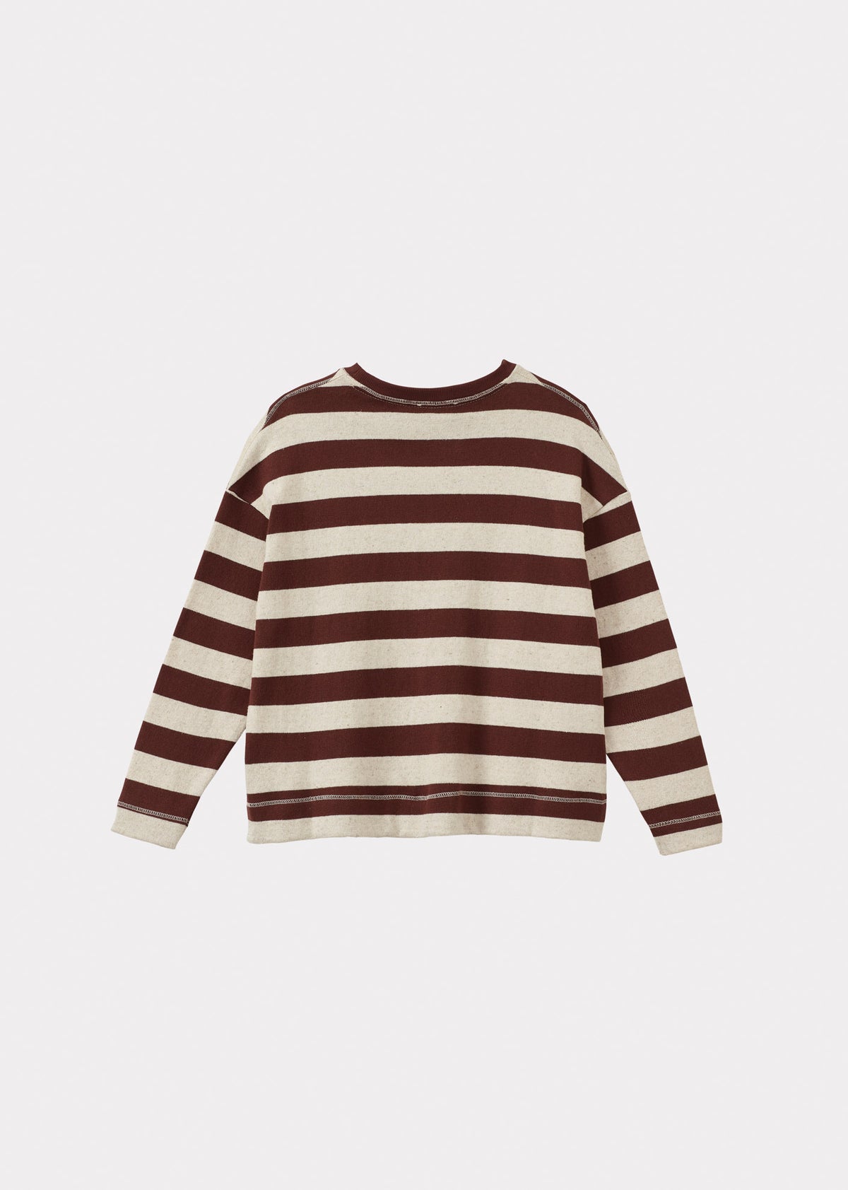 TODEA CHILDREN'S COTTON T-SHIRT - ECRU TAN STRIPE