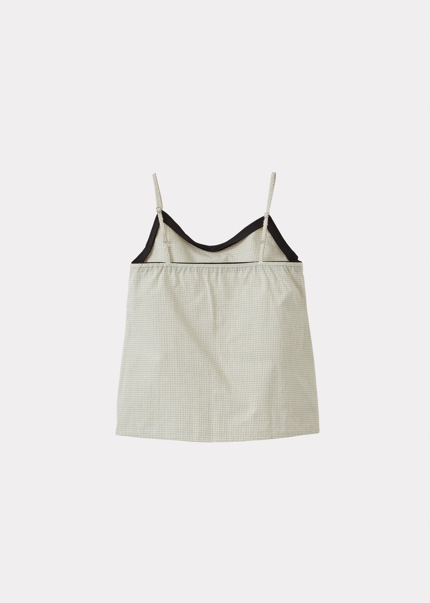 CAMILLA GIRLS COTTON CAMISOLE TOP - OFF-WHITE / BLACK MICRO-CHECK