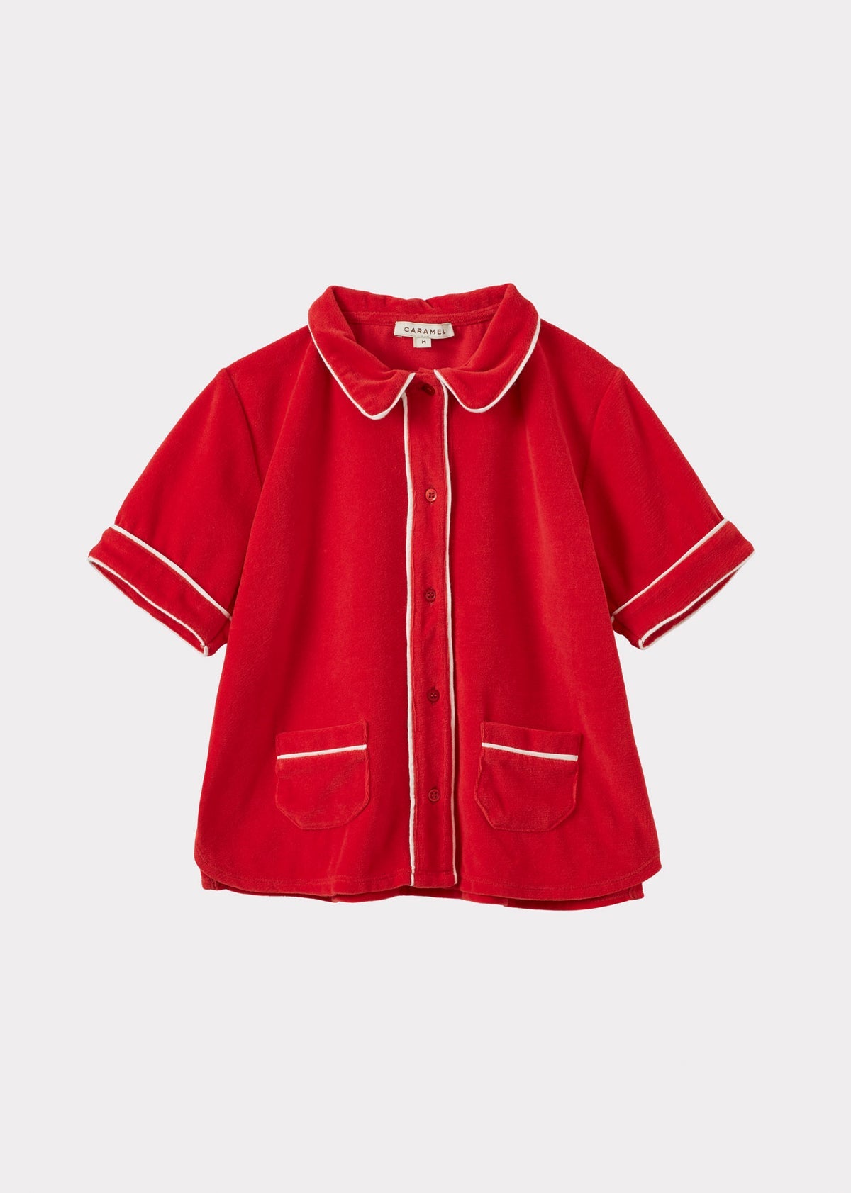 ALBIE CHILDRENS COTTON TOWELING TOP - RED