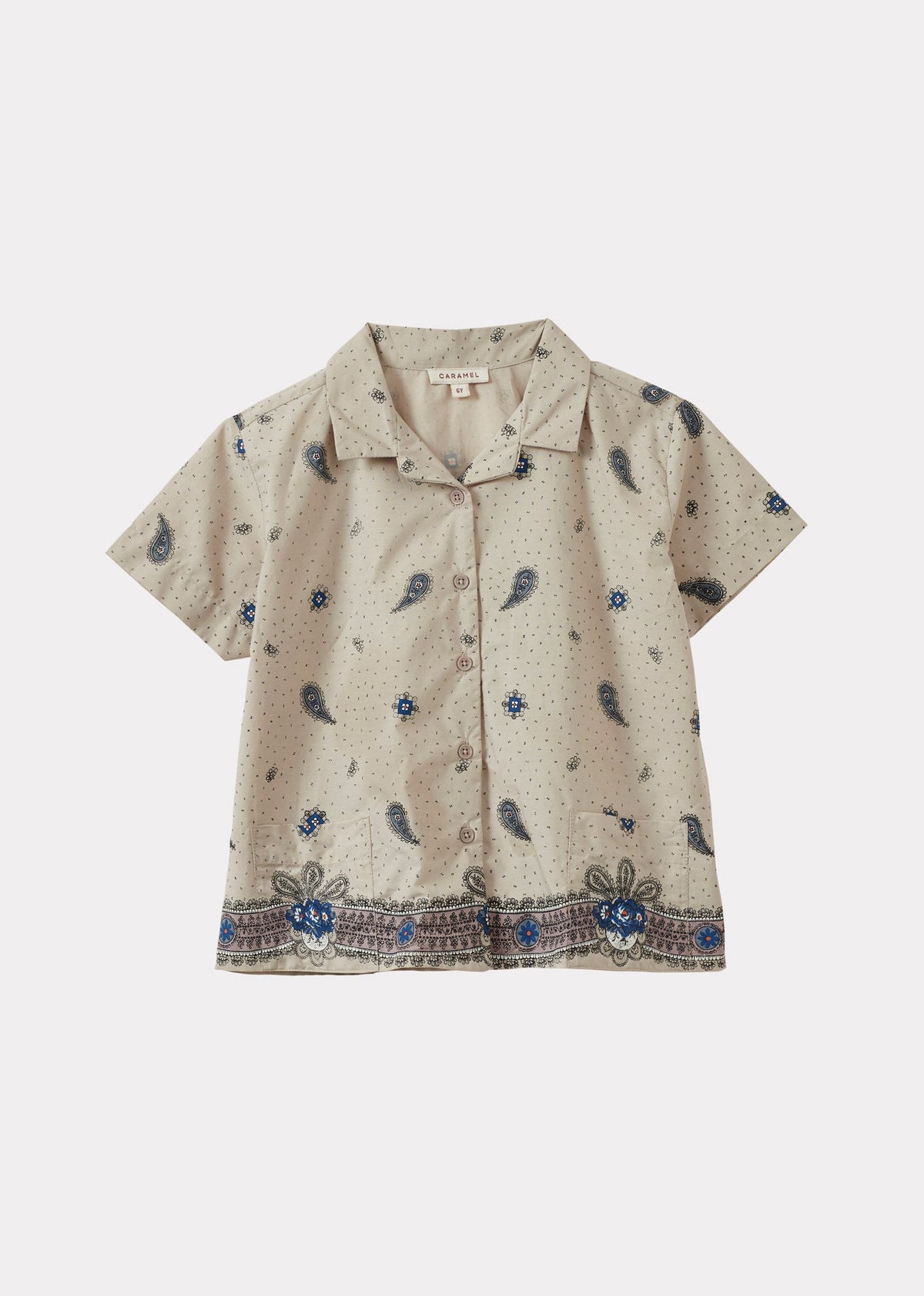 BAMBOO キッズ コットンシャツ – モーヴペイズリープリント