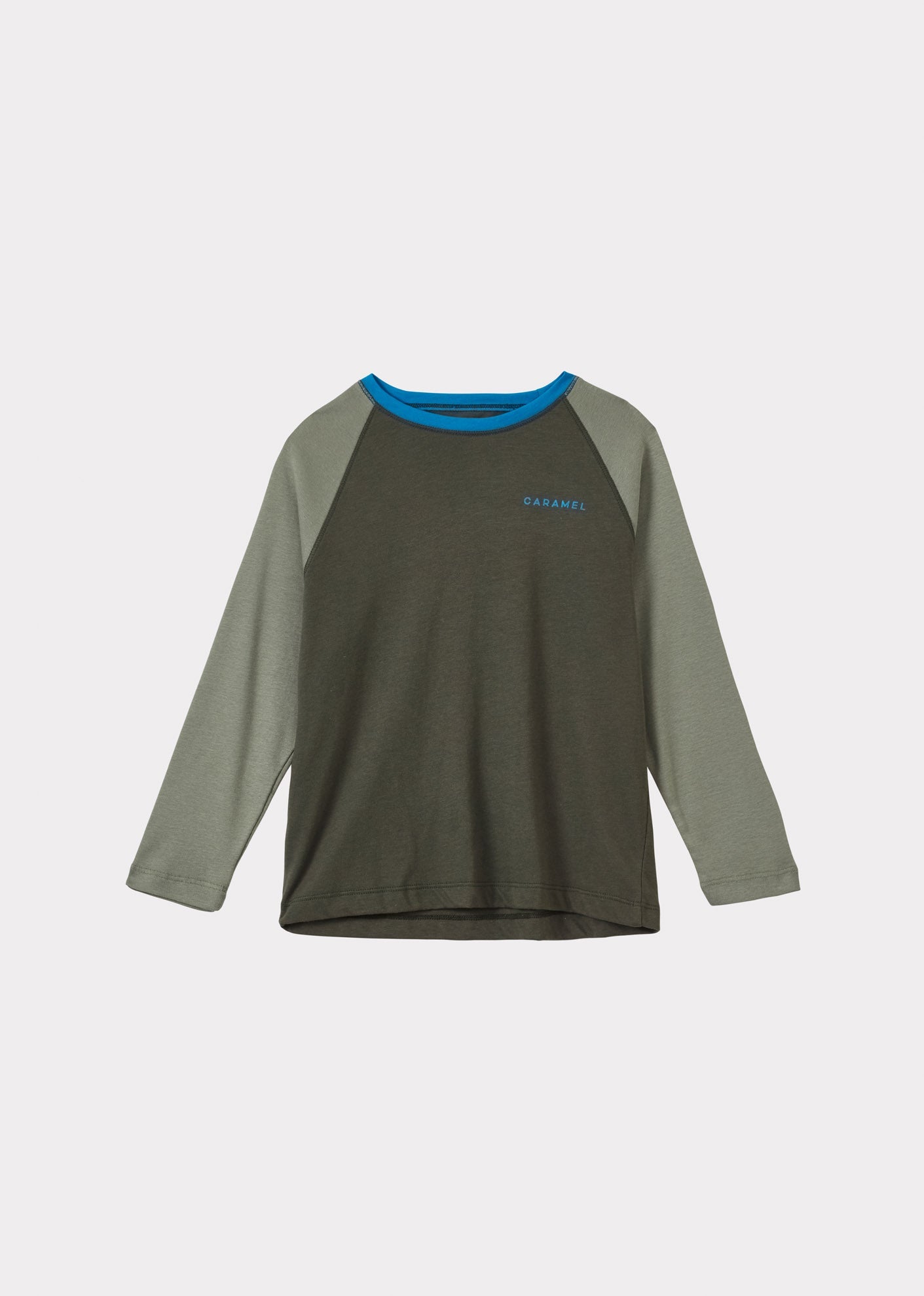 Luxury Long Sleeve Logo Children's Viscose T-Shirt - Green / Blue Front