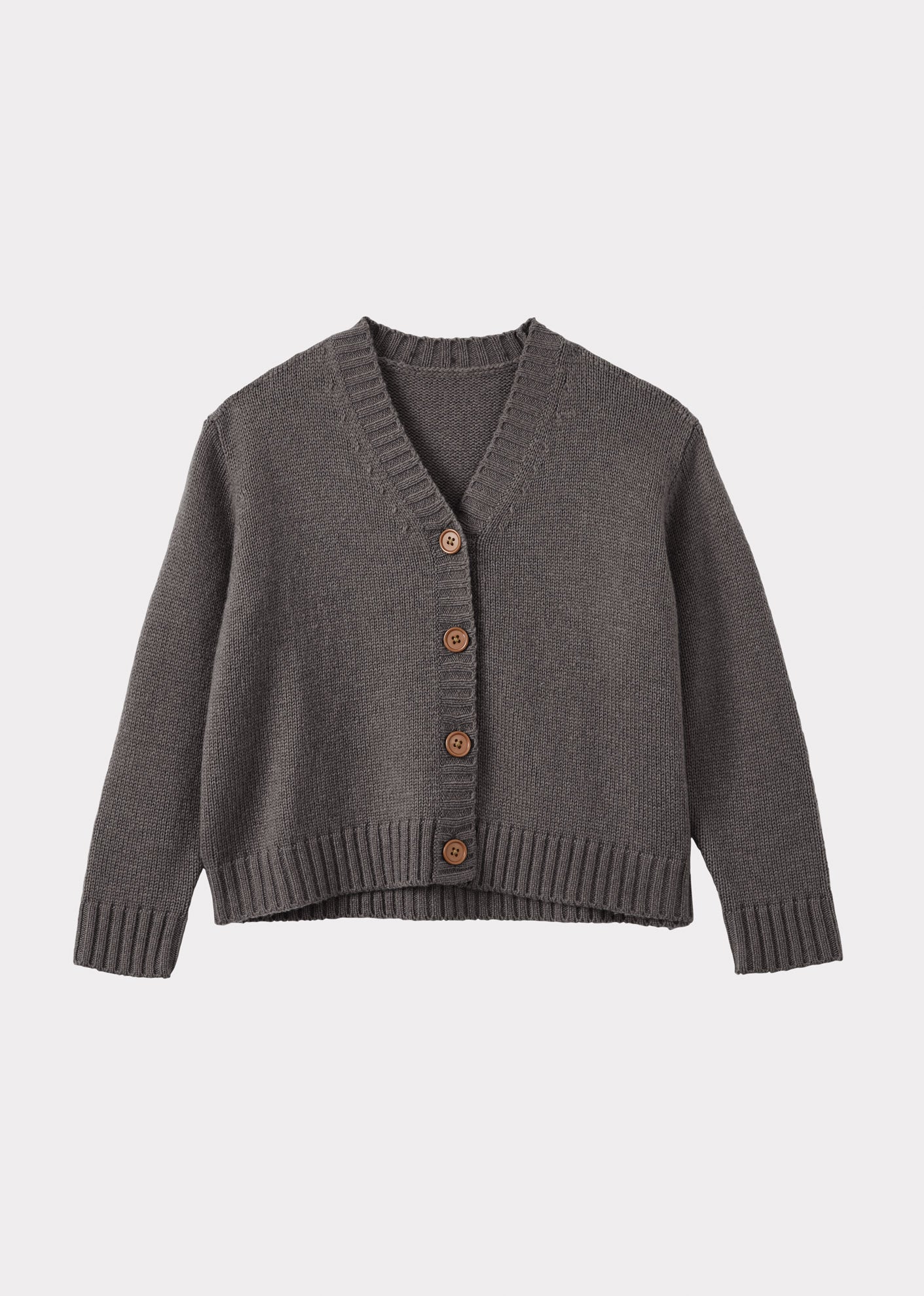 Caramel Luxury Copper Baby Wool Mix Cardigan - Dark Grey