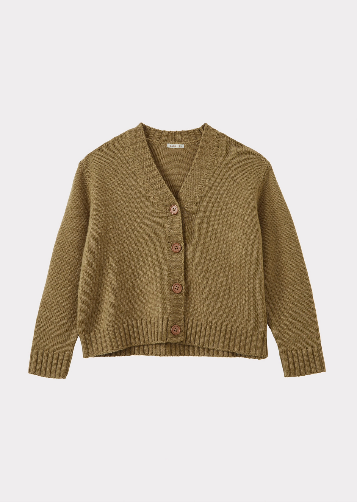 COPPER CHILDREN'S WOOL MIX CARDIGAN - OLIVE