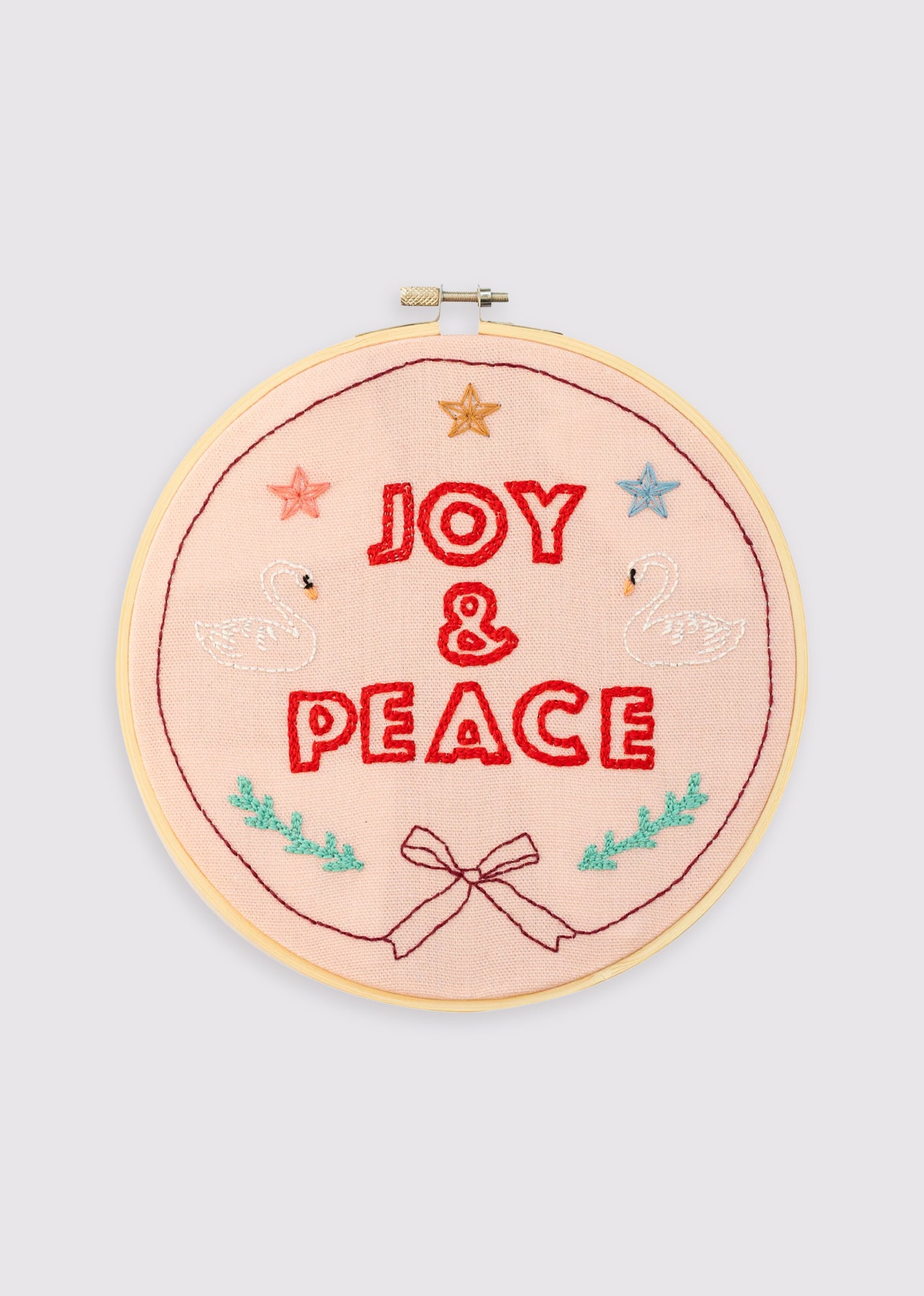 JOY AND PEACE EMBROIDERY HOOP KIT - MULTI COLOURED