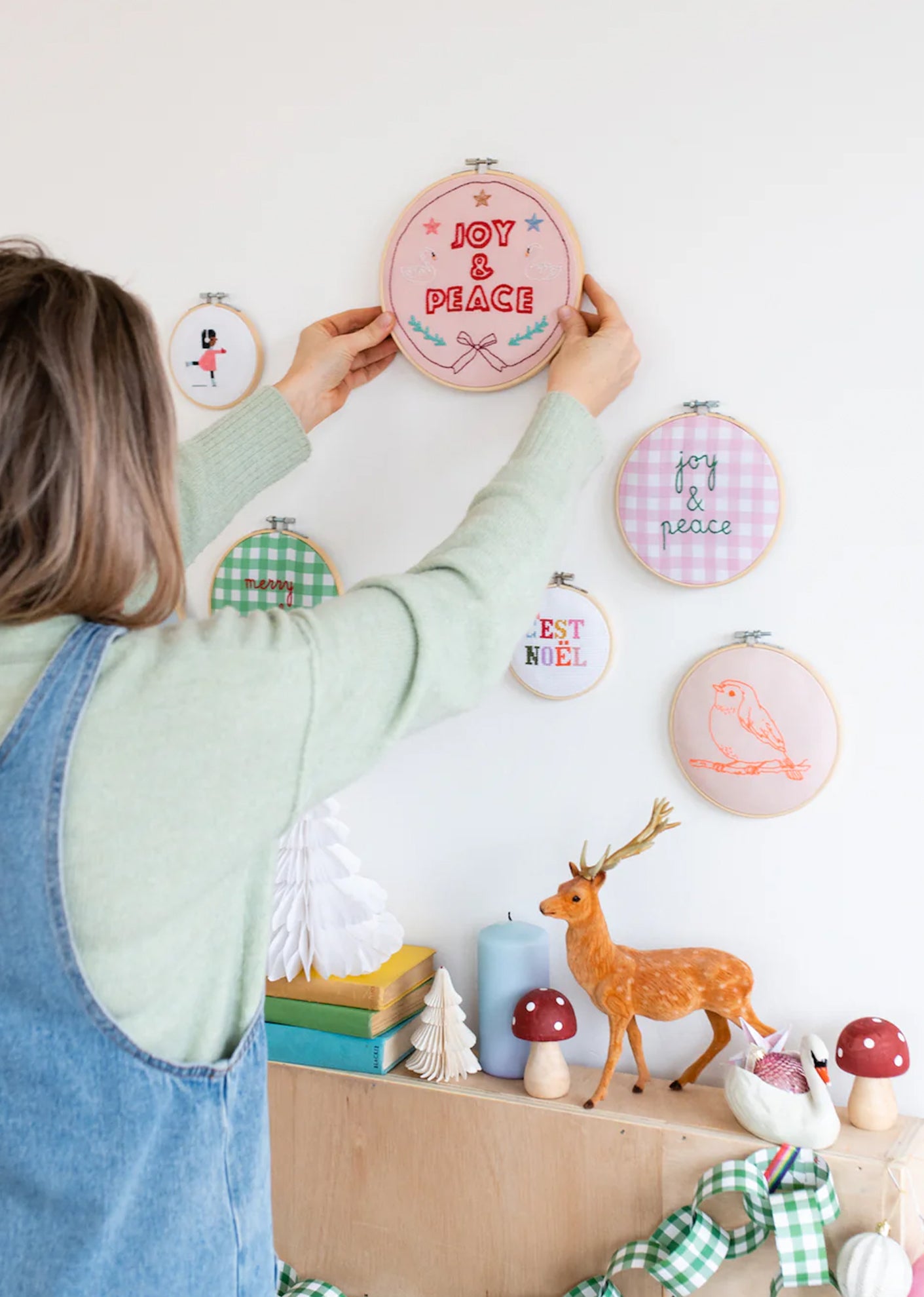 JOY AND PEACE EMBROIDERY HOOP KIT - MULTI COLOURED