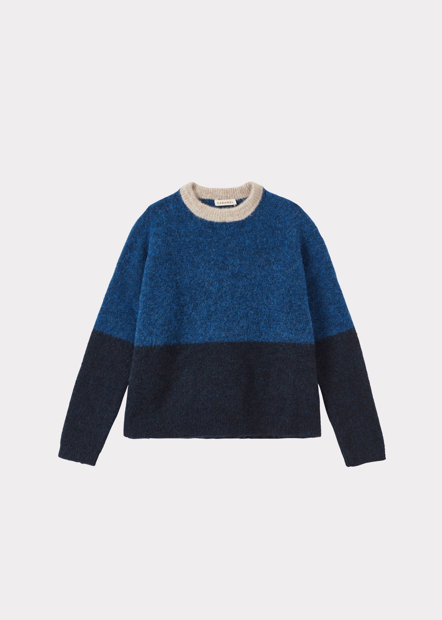 Caramel Luxury Dena Children's Merino Wool Jumper - Navy / Blue / Ecru