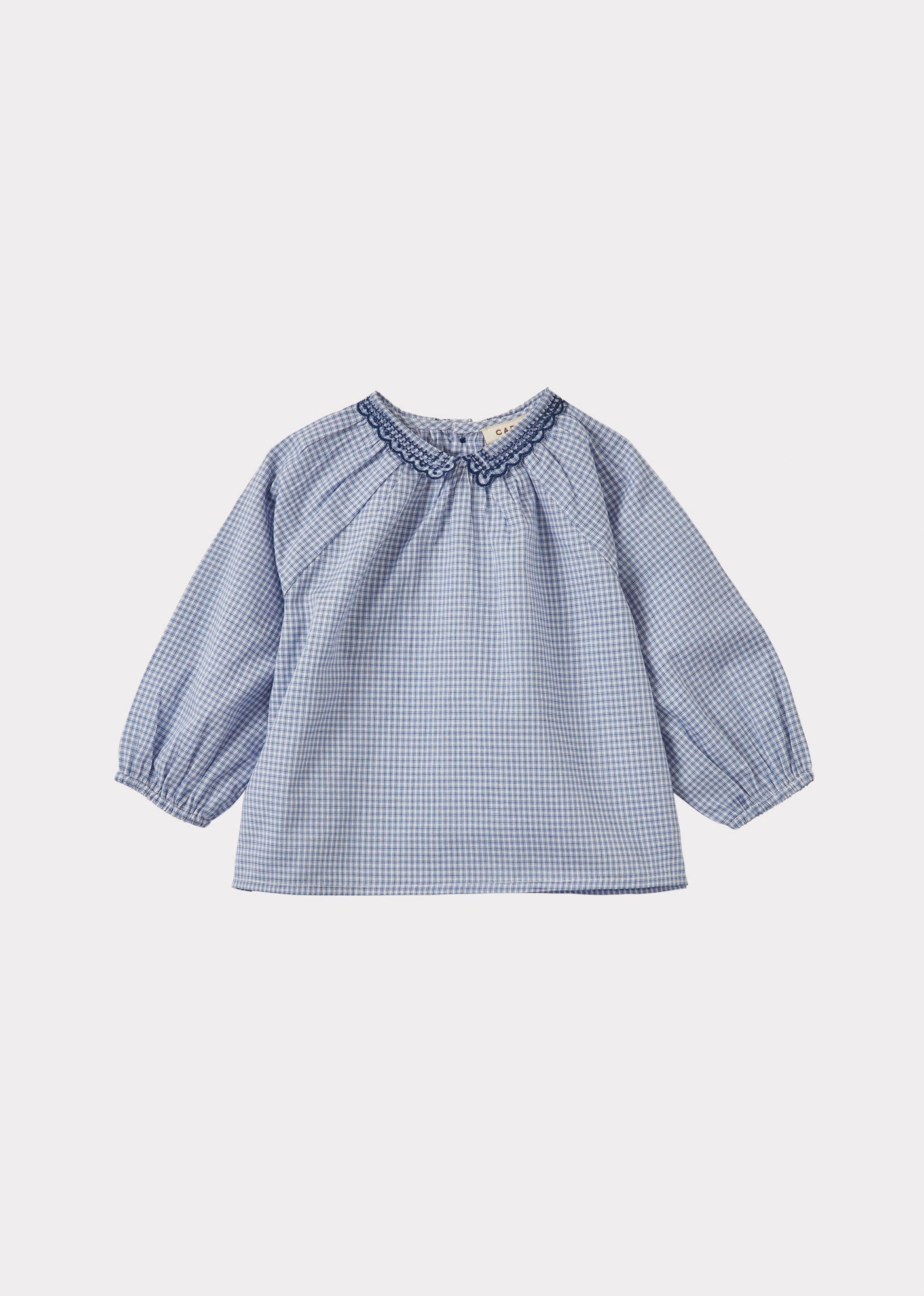 Caramel Luxury Harper Baby Cotton Blouse - Blue Check