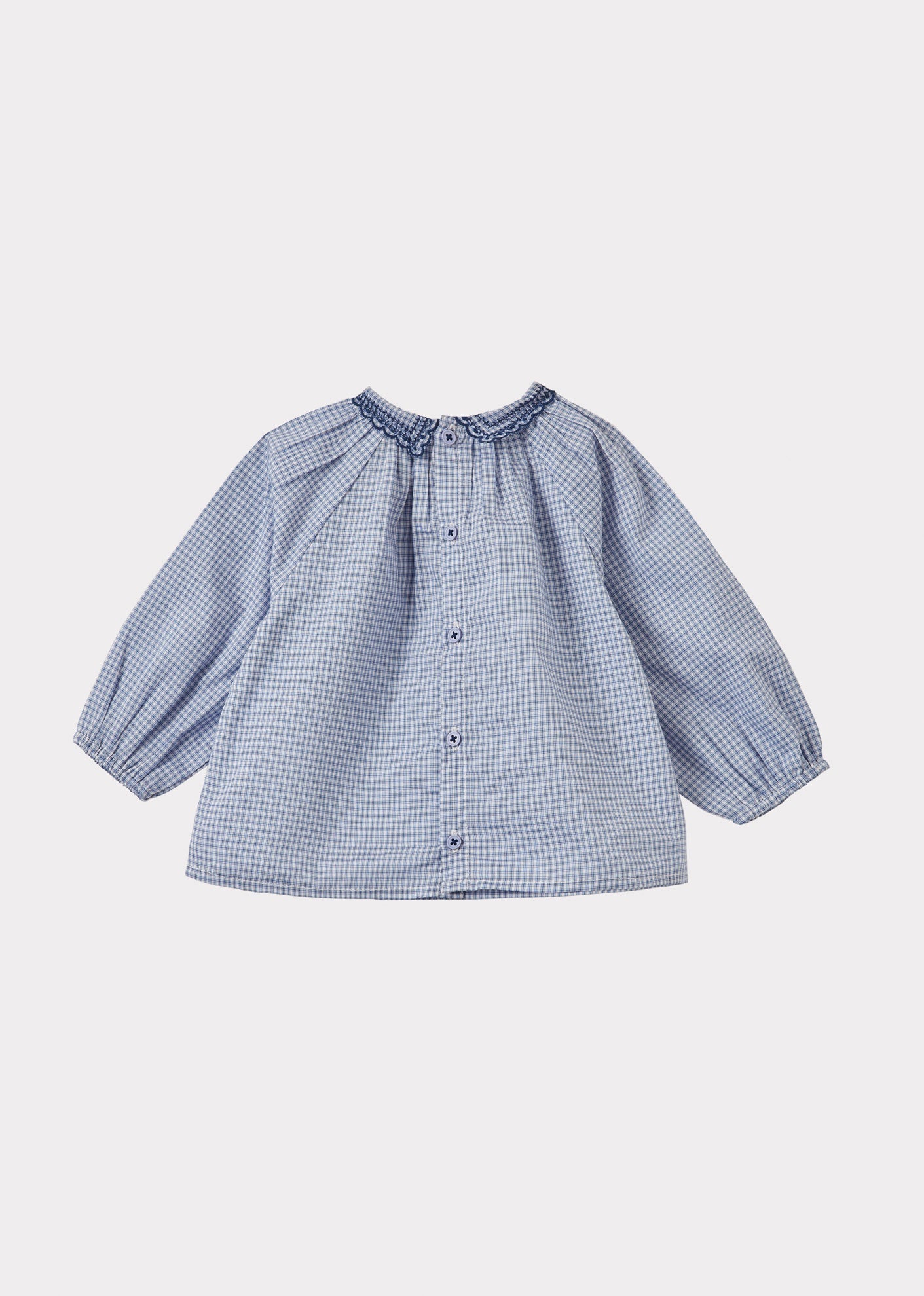 HARPER BABY COTTON BLOUSE - BLUE MICRO CHECK