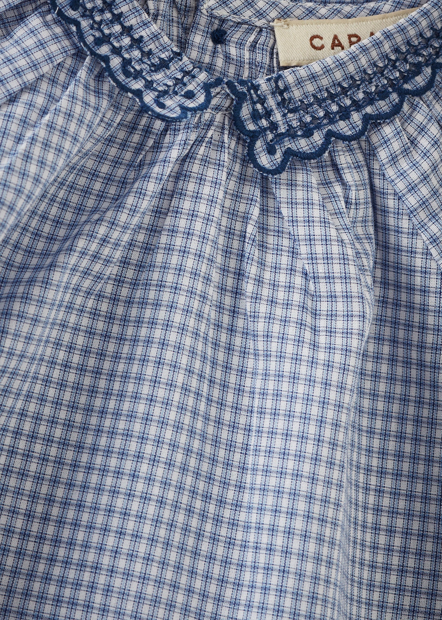 HARPER BABY COTTON BLOUSE - BLUE MICRO CHECK