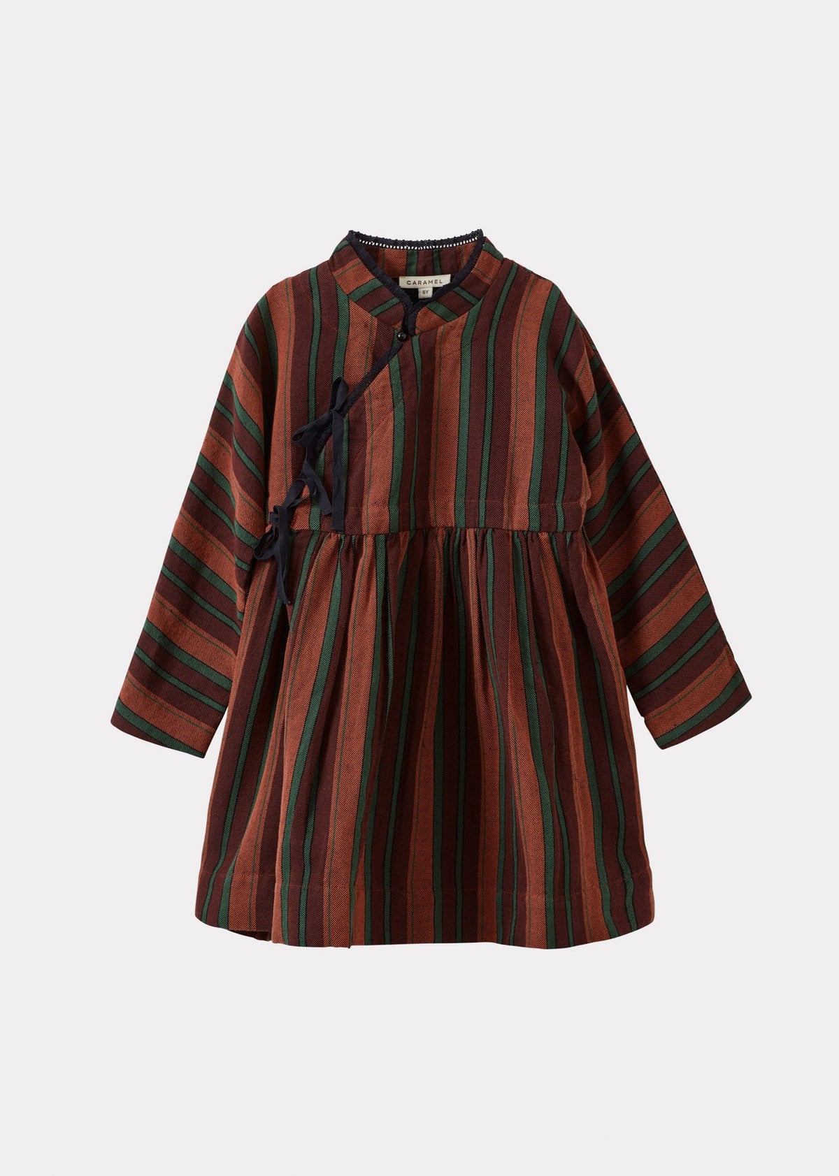 Caramel Luxury Kai Children's Cotton & Linen Dress - Multicoloured Stripe