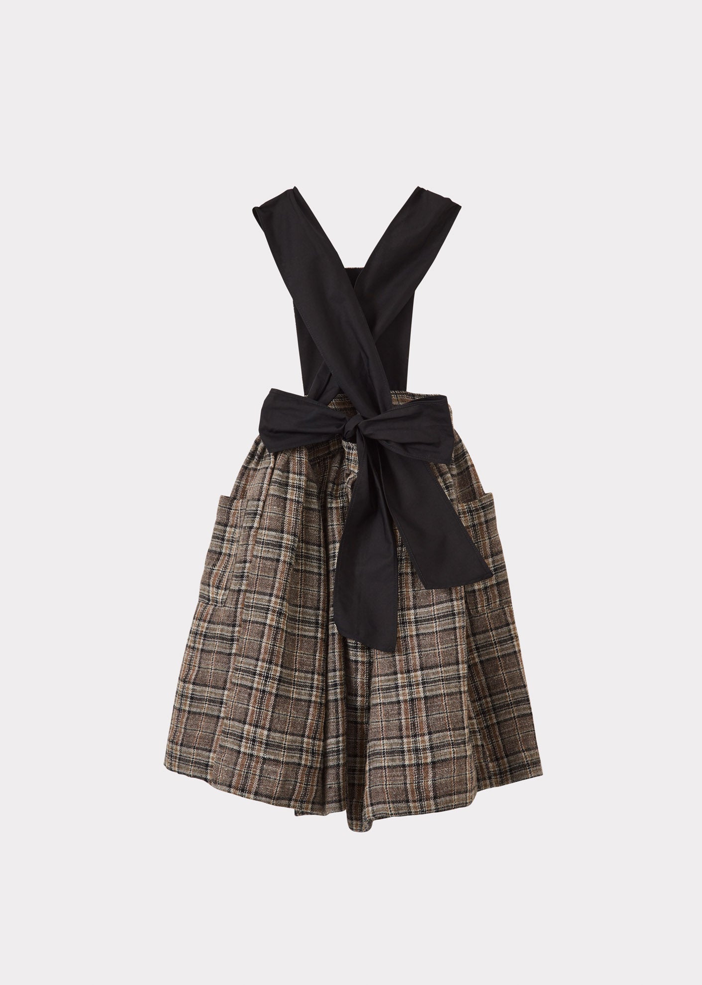 PEPPERMINT CHILDREN'S COTTON & LINEN DRESS - BROWN / BLACK CHECK