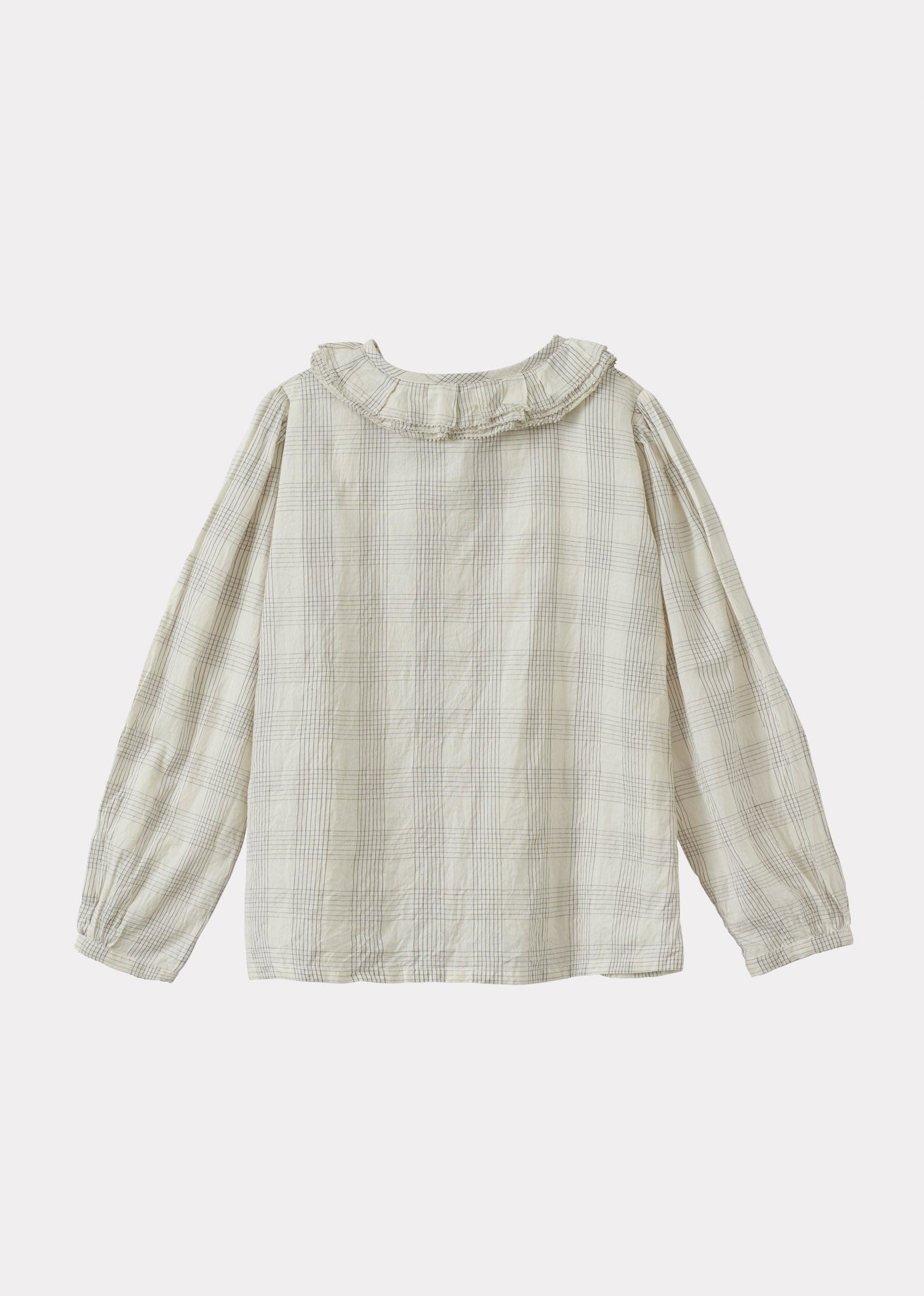 PHOEBE CHILDRENS HAND-LOOMED COTTON BLOUSE - WHITE / BLACK CHECK