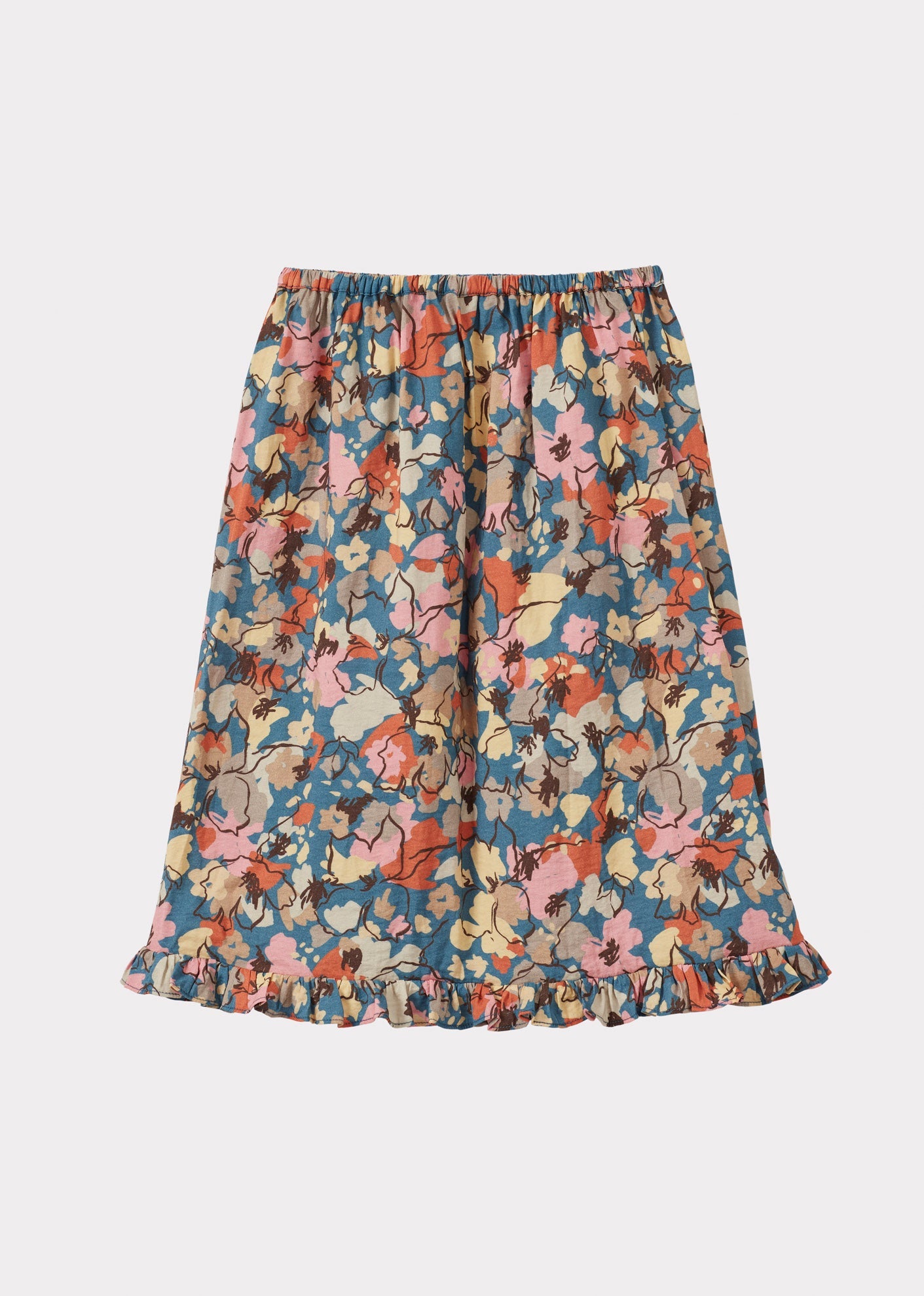 Luxury Stork Children's Viscose Skirt - Multicoloured Floral Print Frills Back