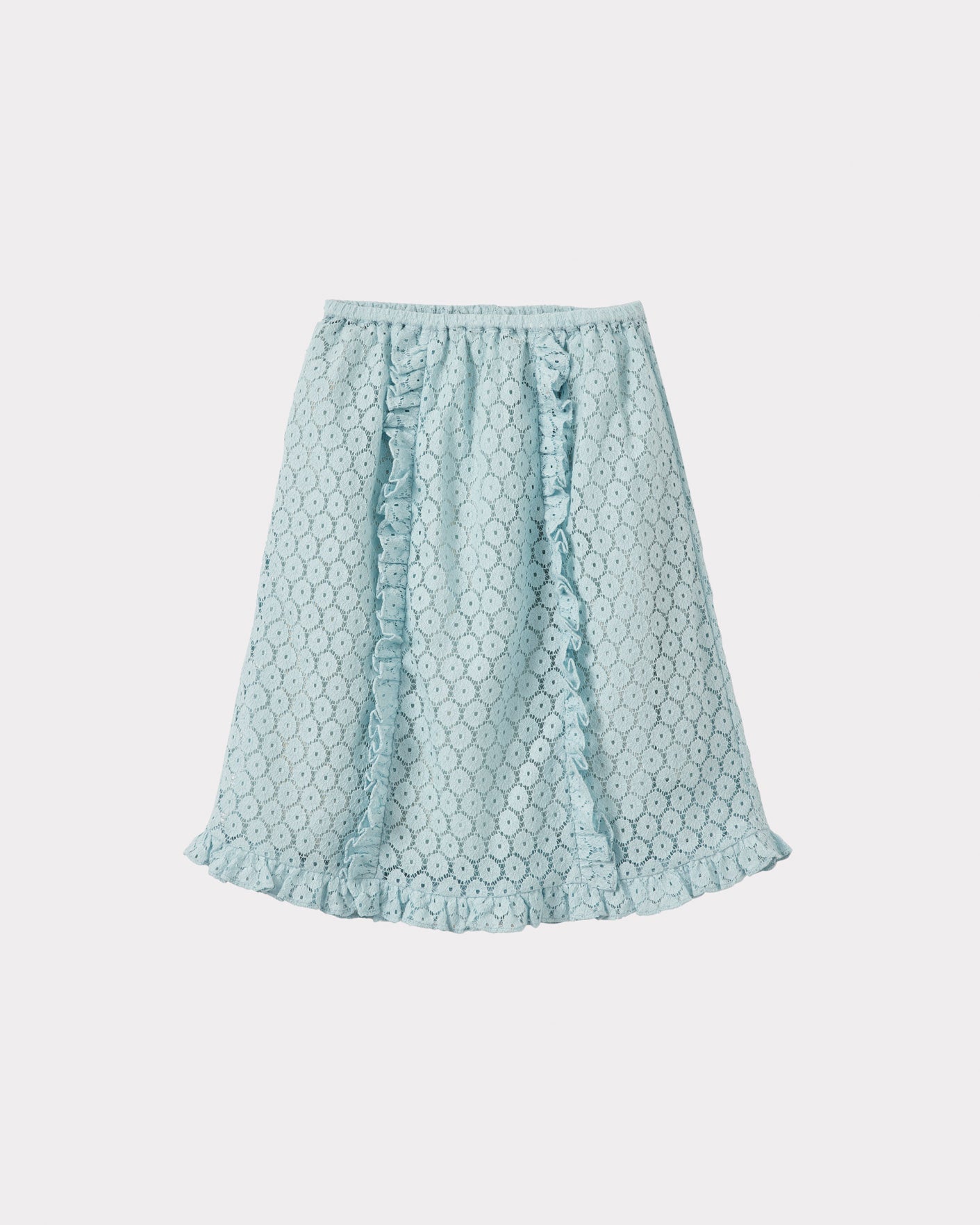 Luxury Stork Teen Cotton Skirt - Light Blue with Frills Front