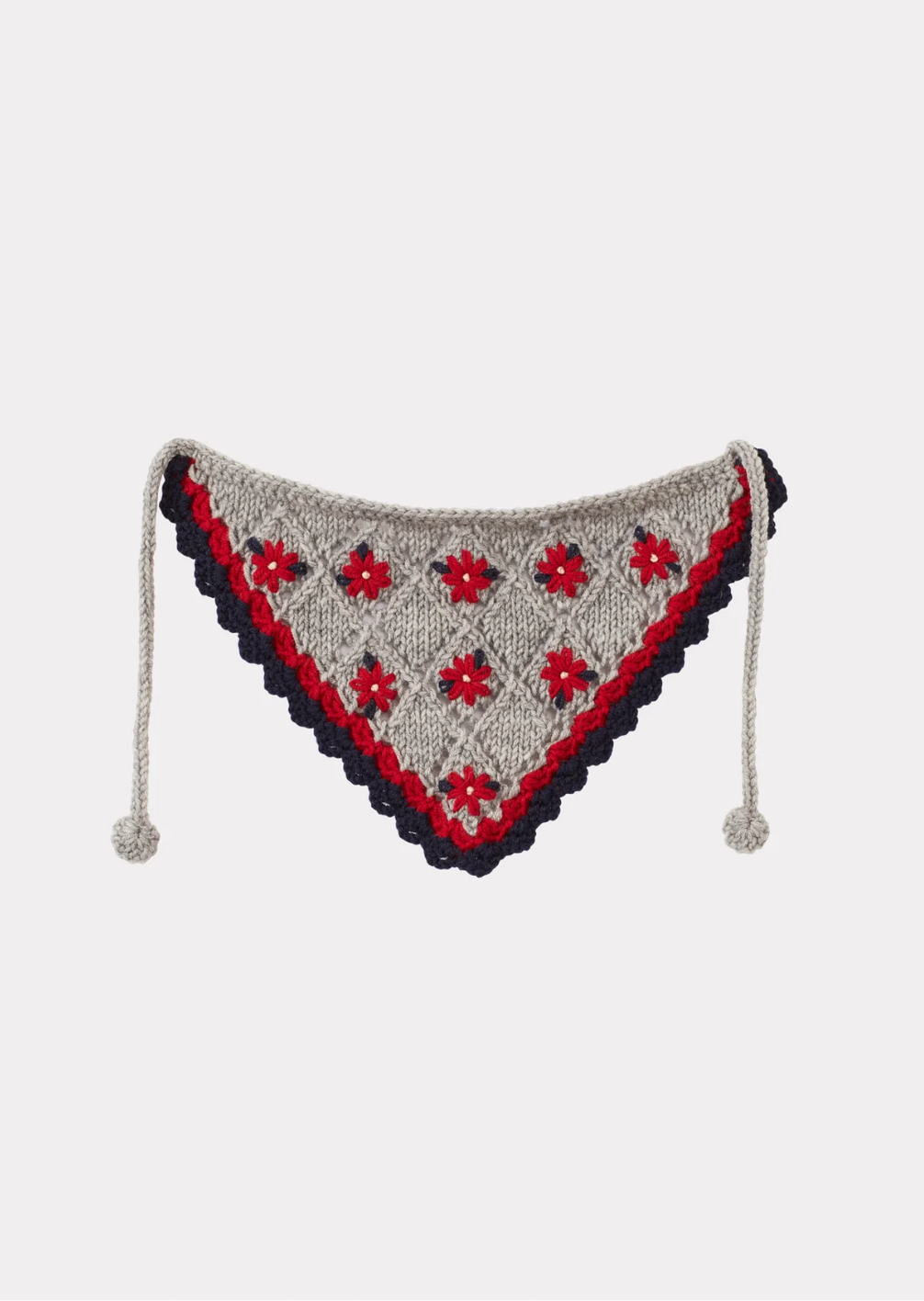 DENO EMBROIDERED HEADSCARF - GREY/RED MULTI