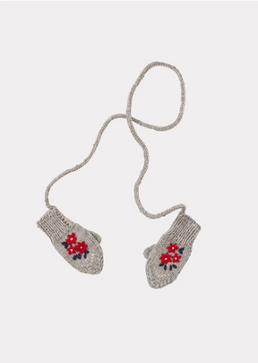 APO EMBROIDERED MITTENS - GREY/RED MULTI