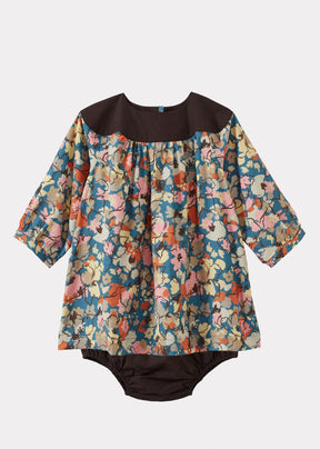 Caramel Luxury Taylen Baby Viscose Dress And Bloomers Set - Multicoloured Floral Print