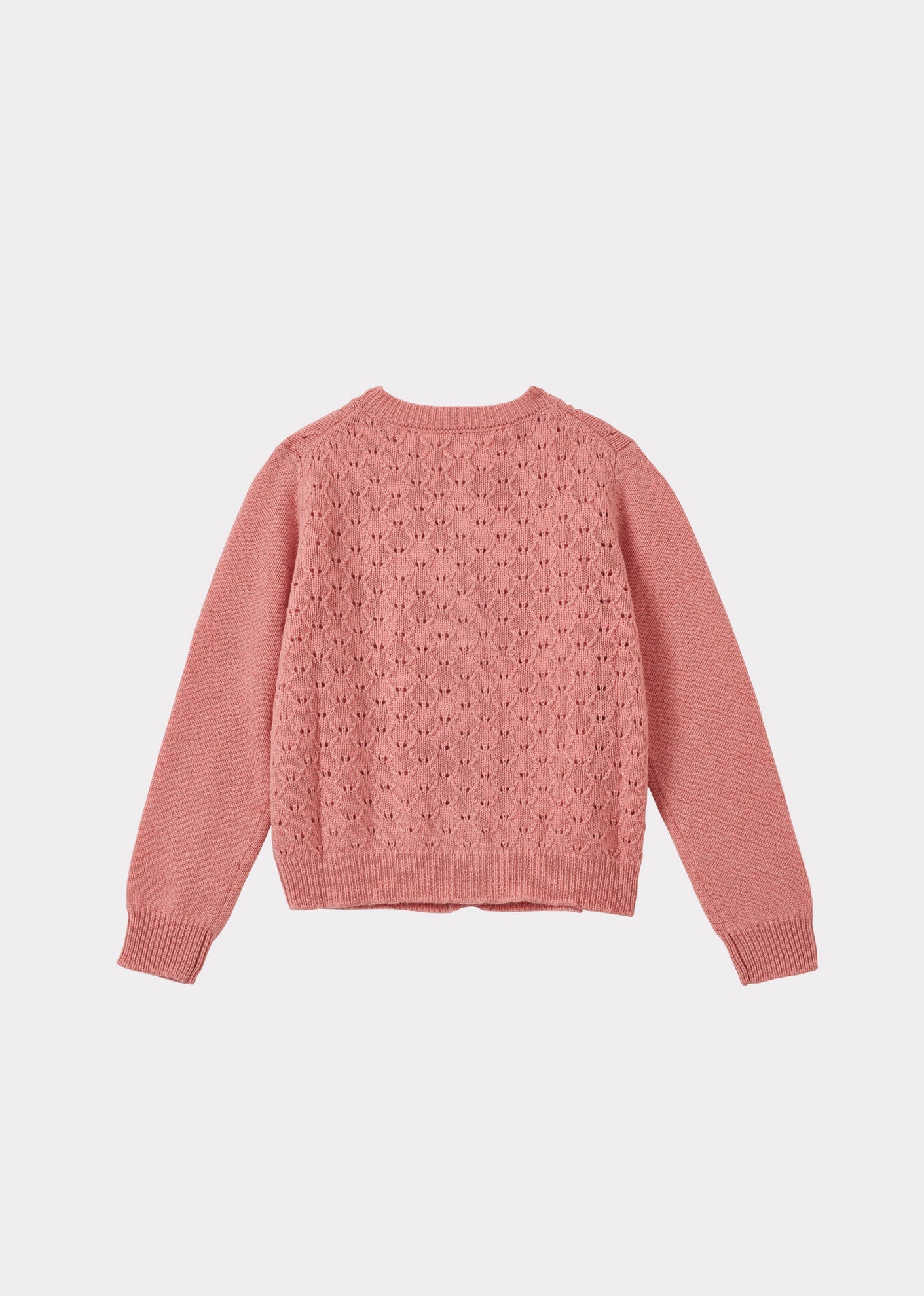 Luxury Topo Children's Wool & Cashmere Cardigan - Pink back