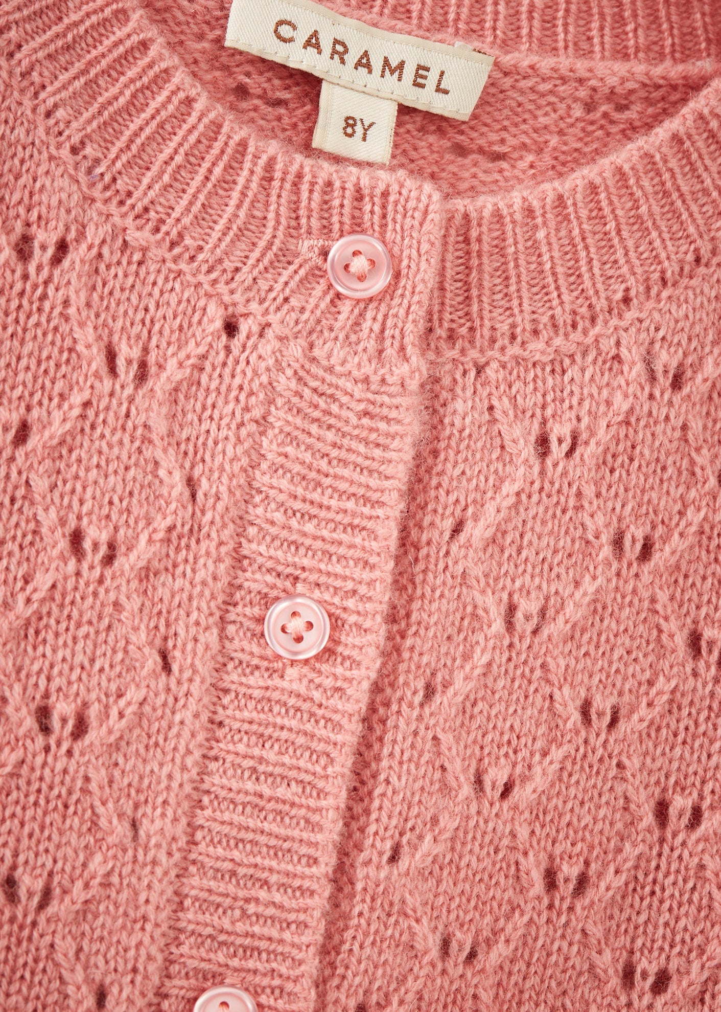 Luxury Topo Children's Wool & Cashmere Cardigan - Pink close-up