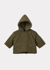 Luxury Twite Baby Cotton Twill Hoodie Khaki Green Front