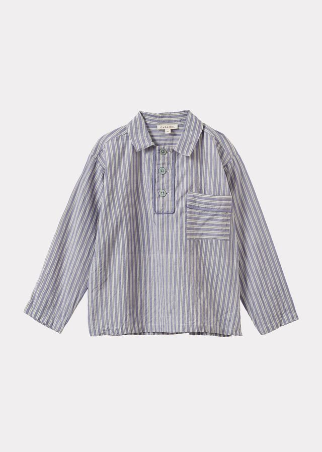 WALNUT CHILDRENS HAND-LOOMED COTTON SHIRT - VIOLET STRIPE