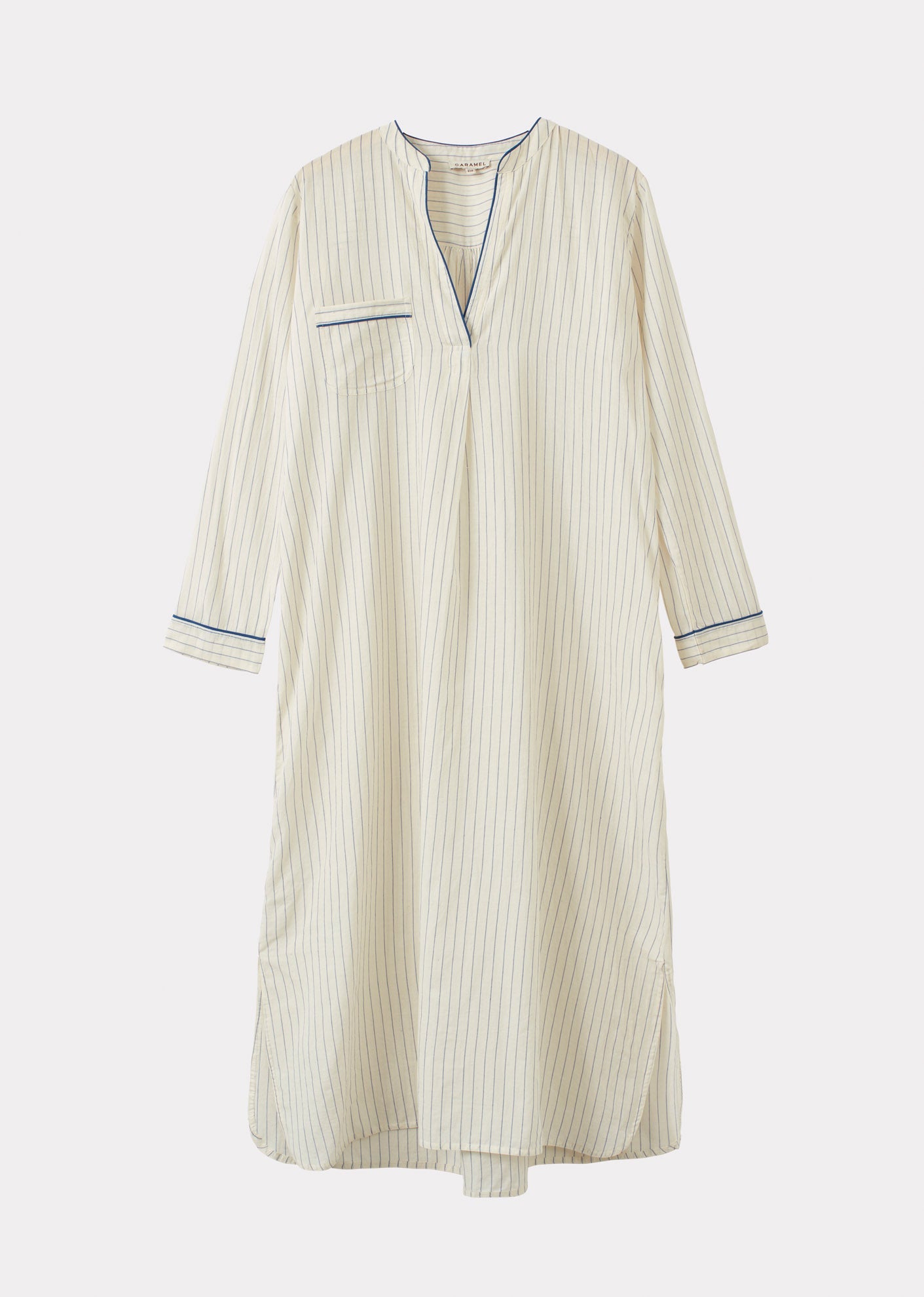 WOMANS NIGHT DRESS ECRU BLUE STRIPE