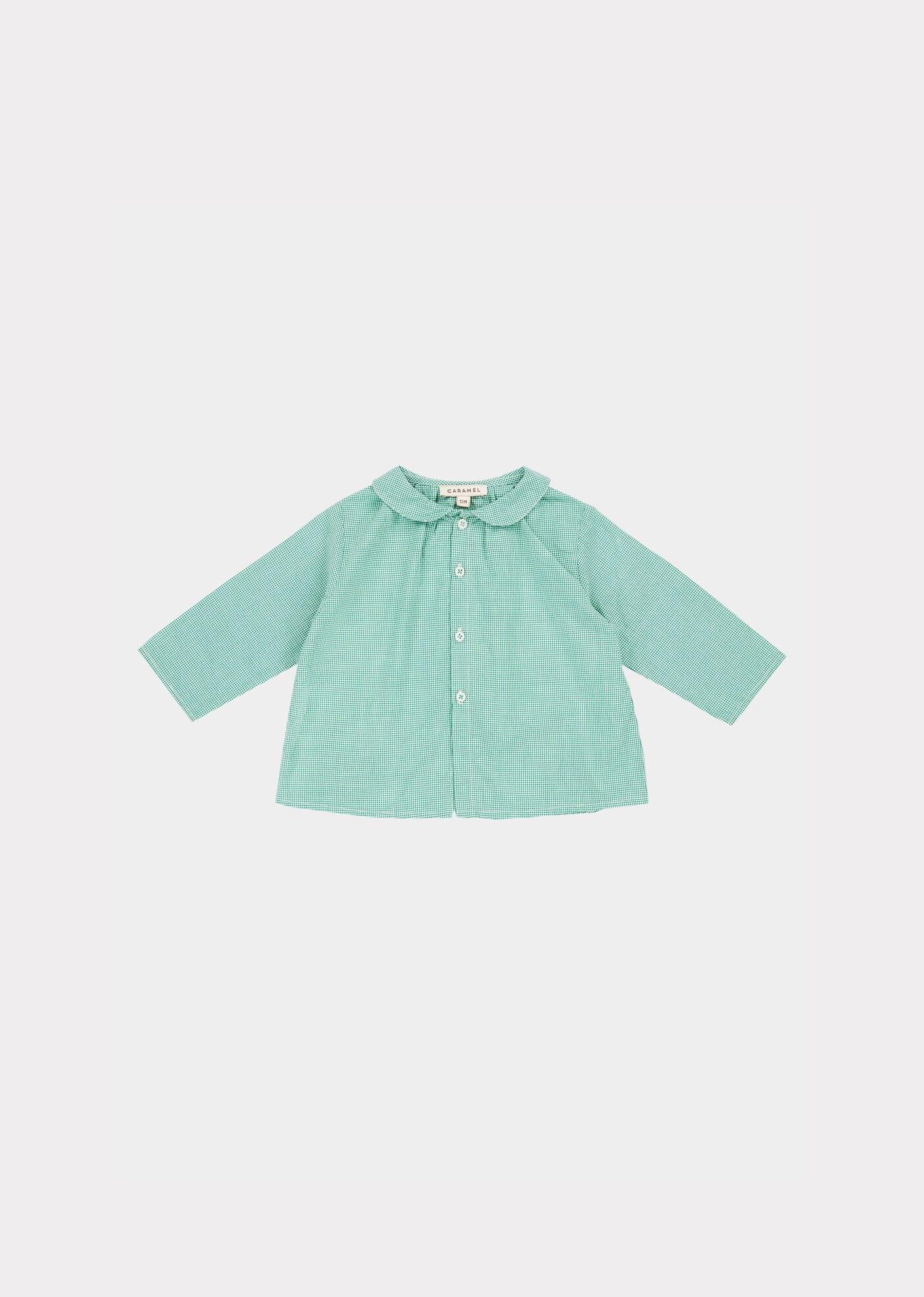 ALOE BABY SHIRT - GREEN GINGHAM