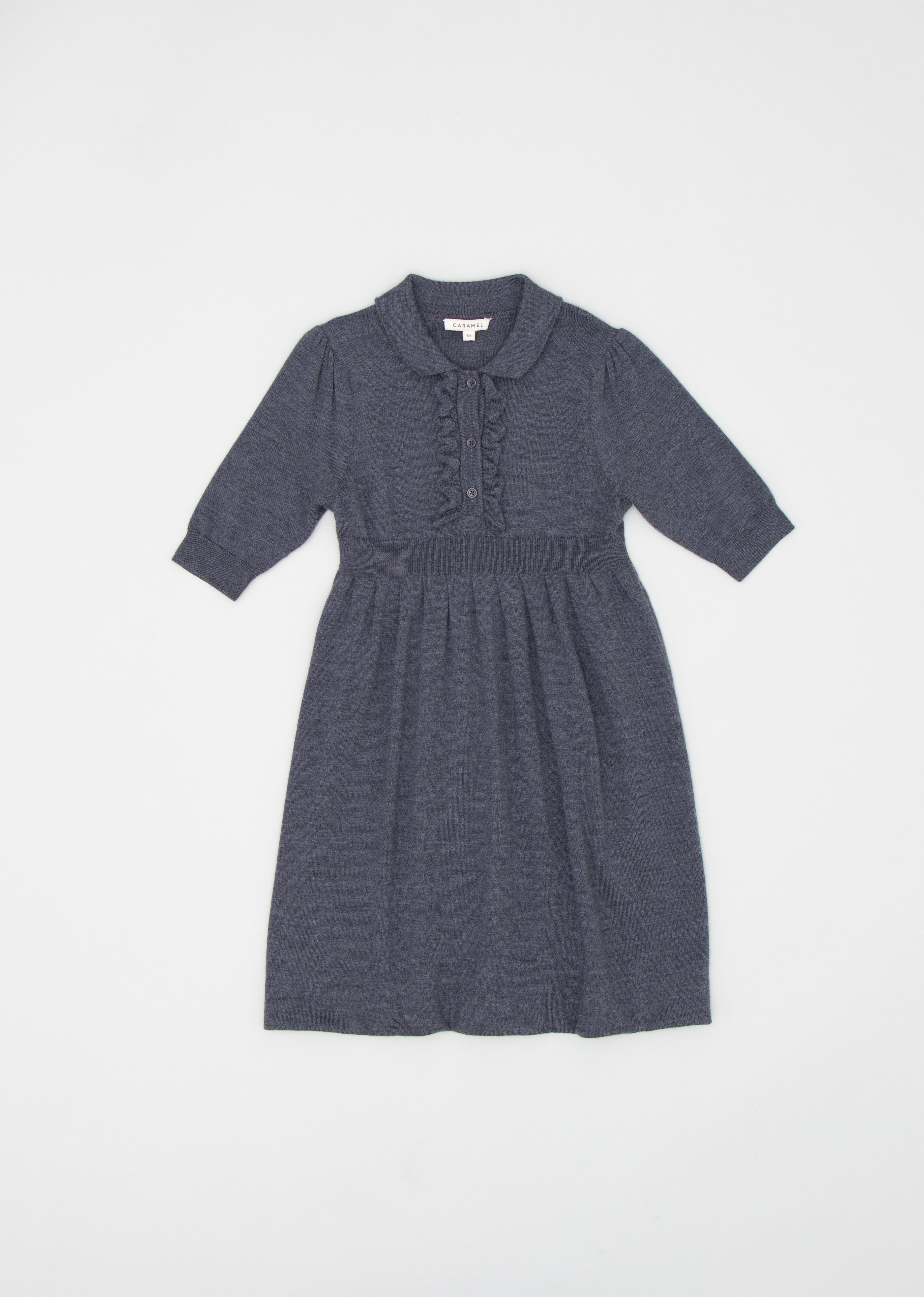 ANETO GIRL DRESS - DARK GREY MELANGE 1