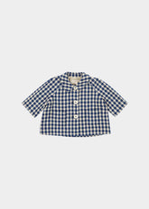 AZUKI BABY COAT - NAVY CHECK