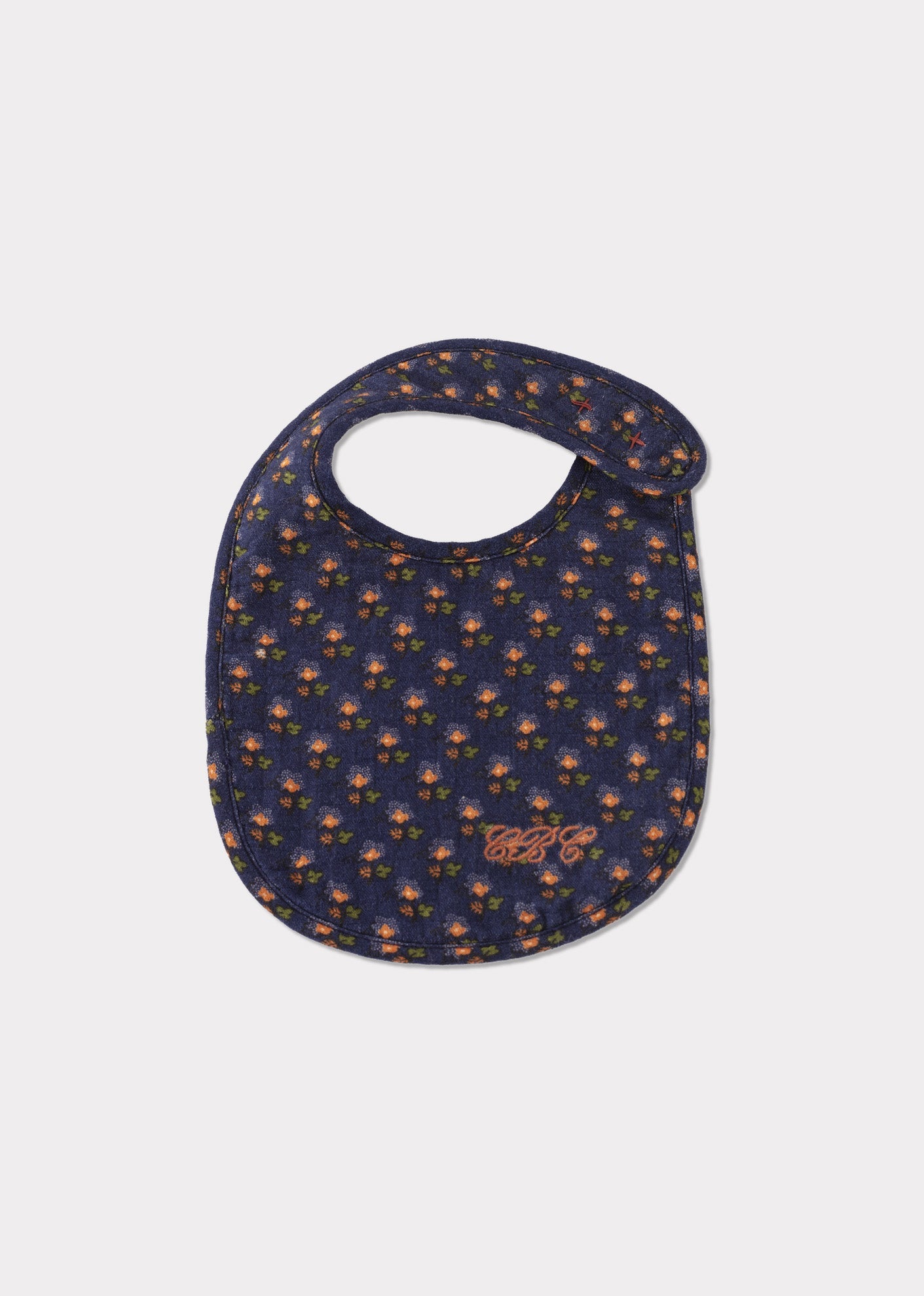 BABY BIB AND MUSLIN SET H23 - NAVY POSY PRINT