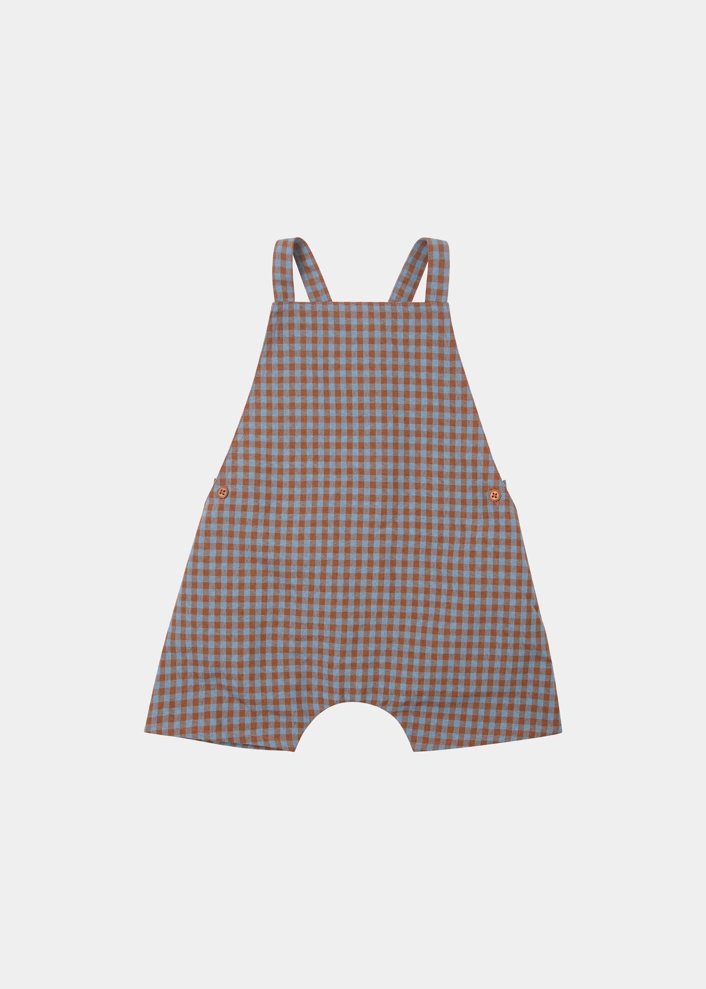 CORREA BABY ROMPER - BROWN/BLUE CHECK