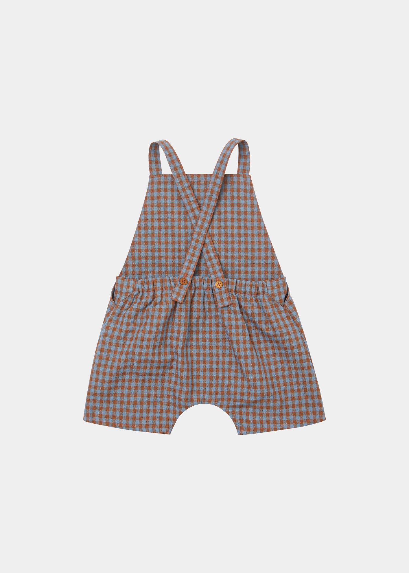 CORREA BABY ROMPER - BROWN/BLUE CHECK