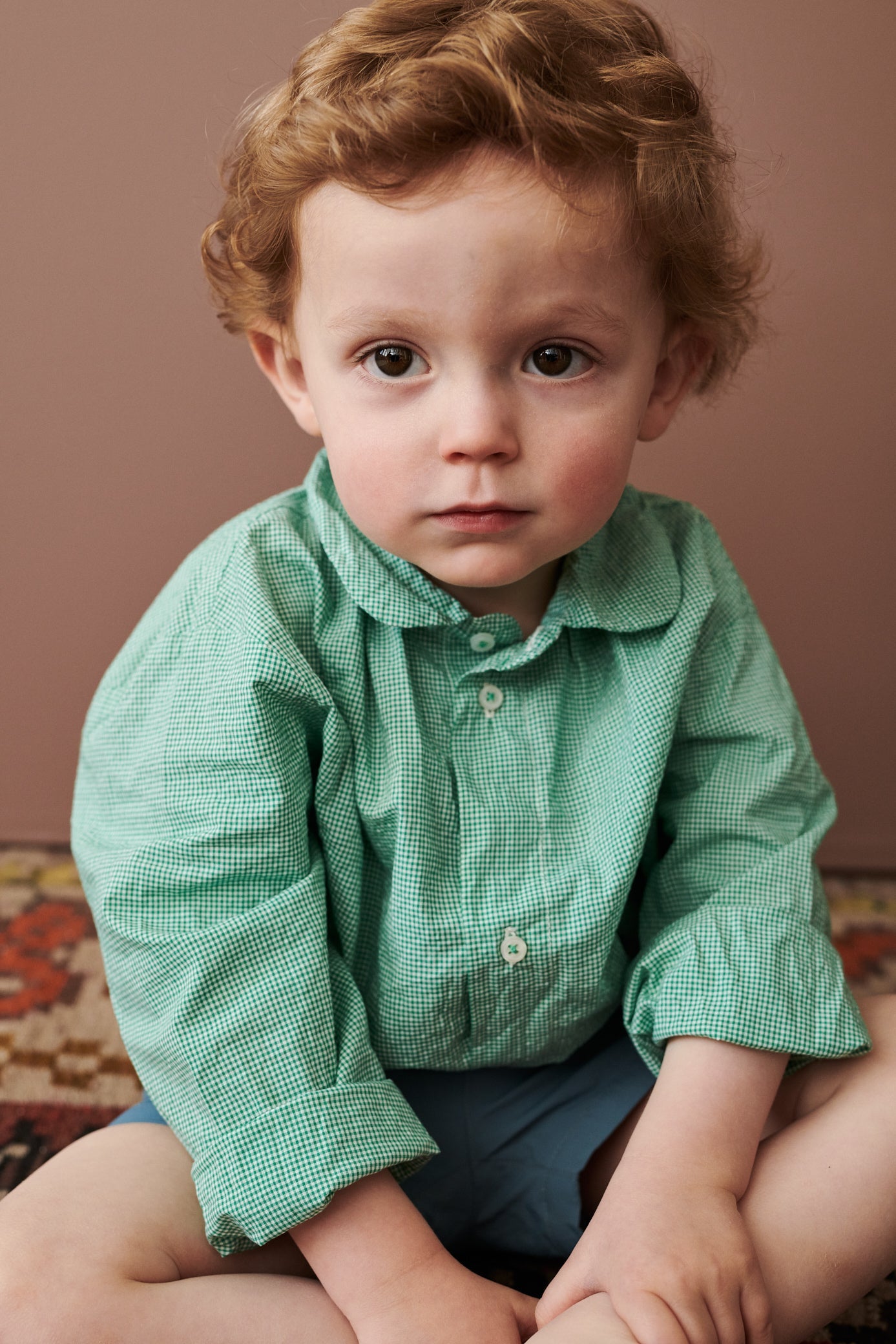 ALOE BABY SHIRT - GREEN GINGHAM