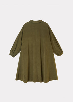 CARAMEL | FLARED SHIRT DRESS - OLIVE