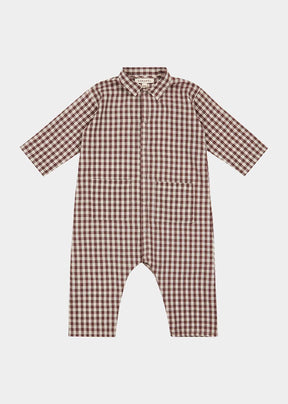 COSMOS BABY JUMPSUIT - CHOCOLATE CHECK