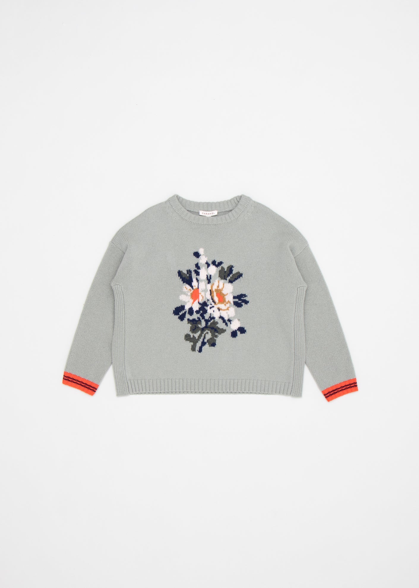 DENA INTARSIA KIDS JUMPER - SAGE GREY BASE/MULTI 1