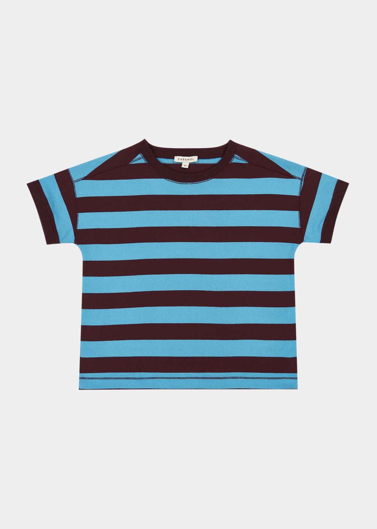 DREGEA T-SHIRT - BURGUNDY/SKY BLUE
