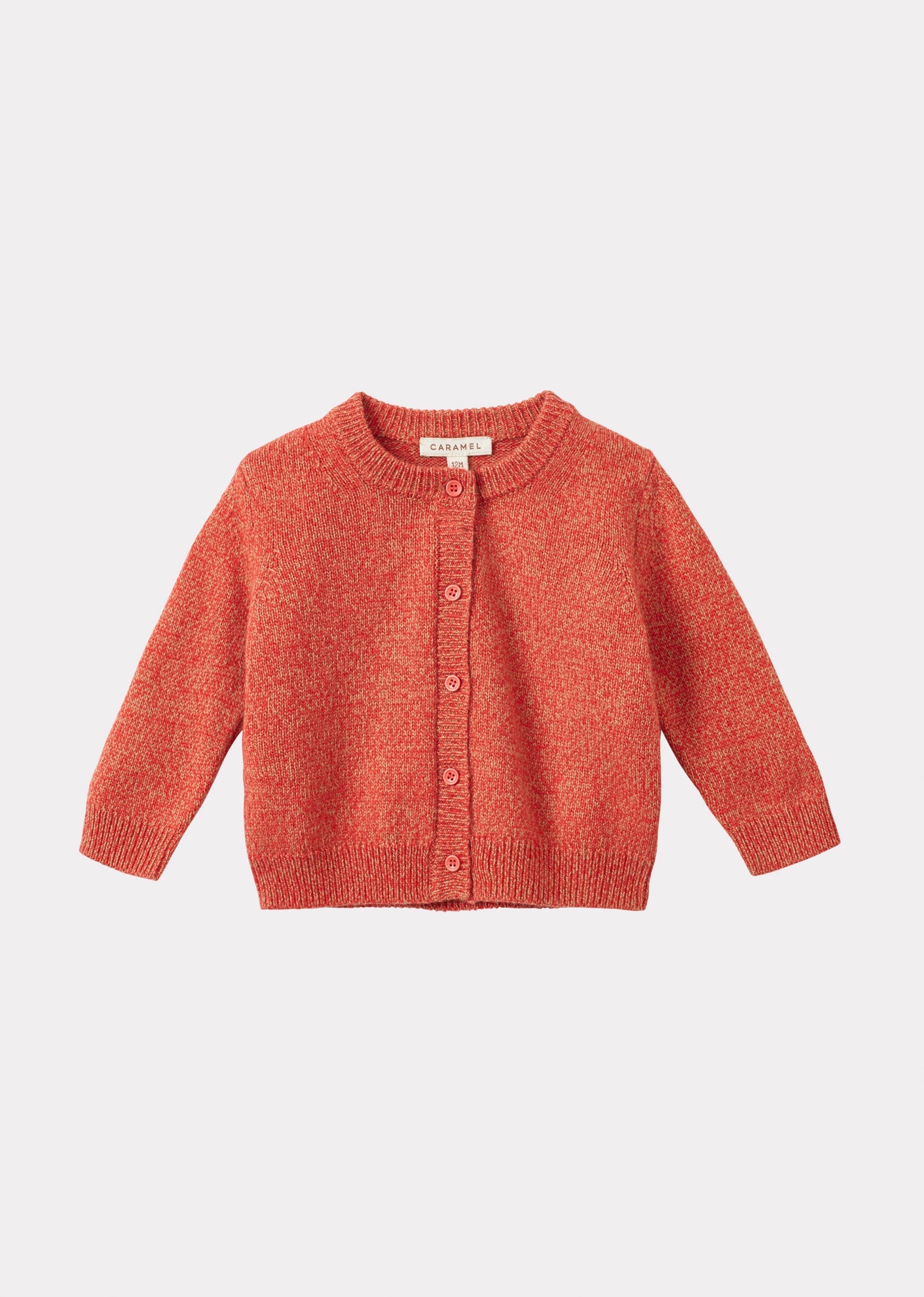 HONEY BABY CARDIGAN - TOMATO/CAMEL MOULINE 1