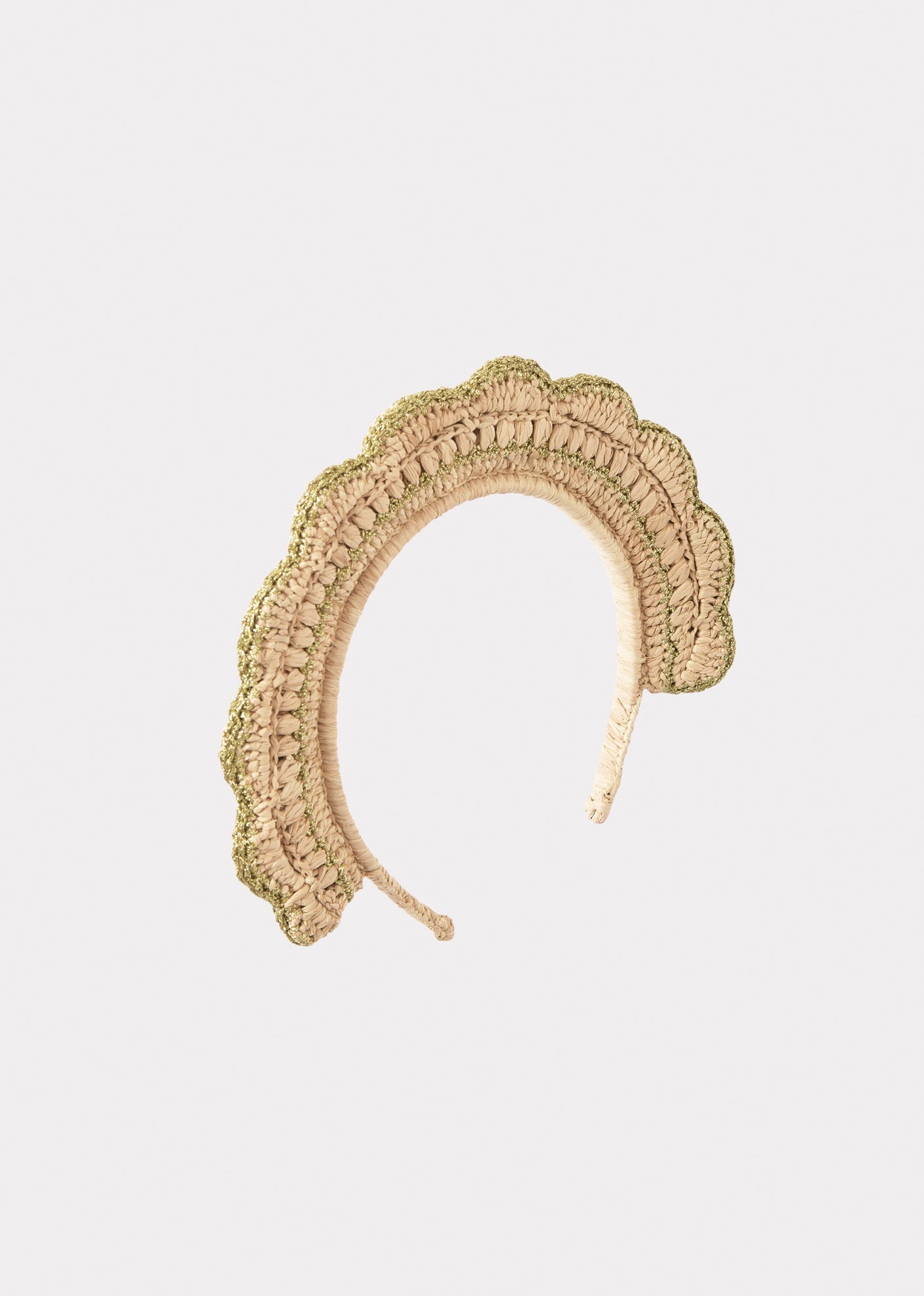 RAFFIA CROCHET TIARA - GOLD/NATURAL