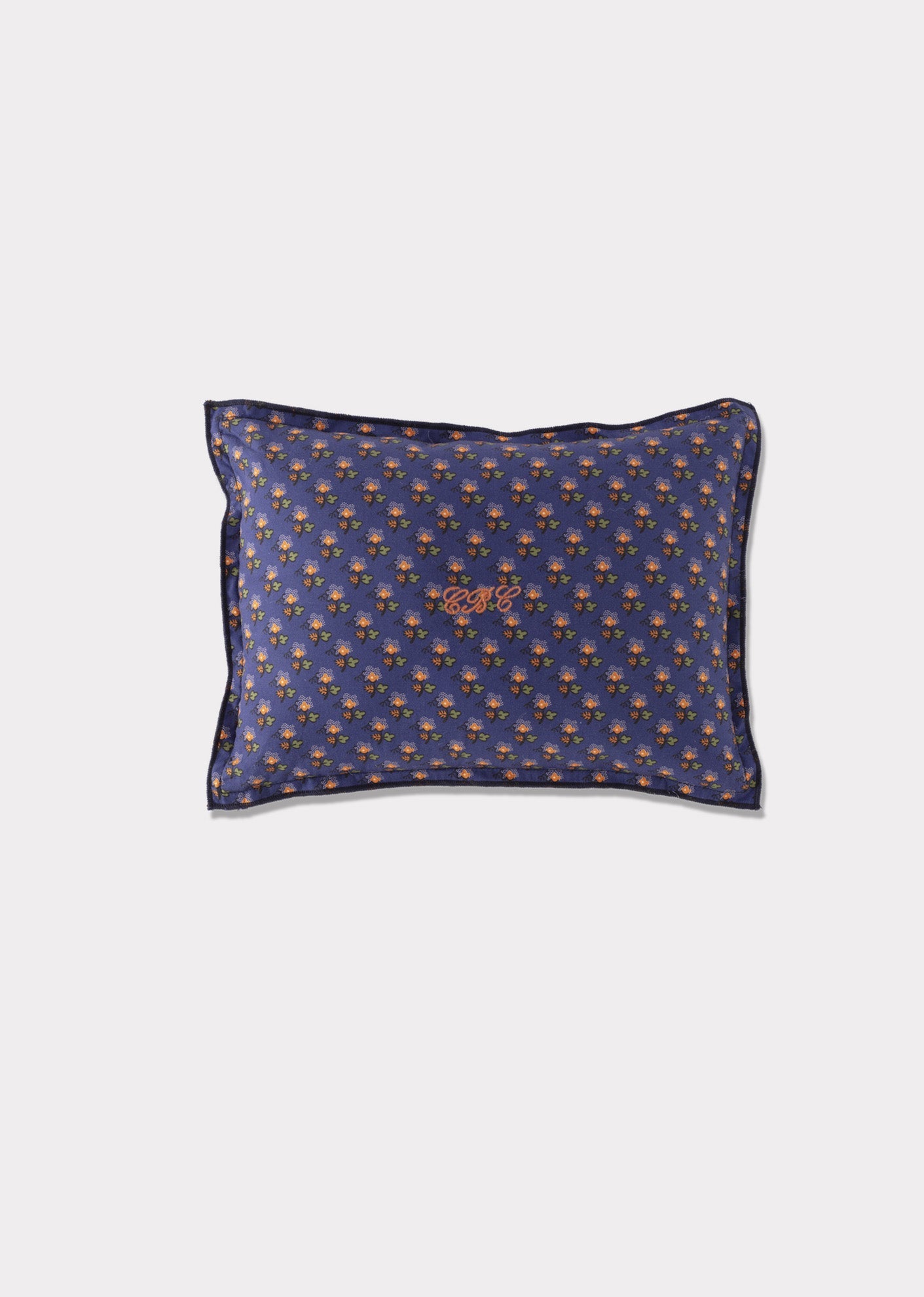 WOVEN SCATTER CUSHION 30X20CM - NAVY POSY PRINT